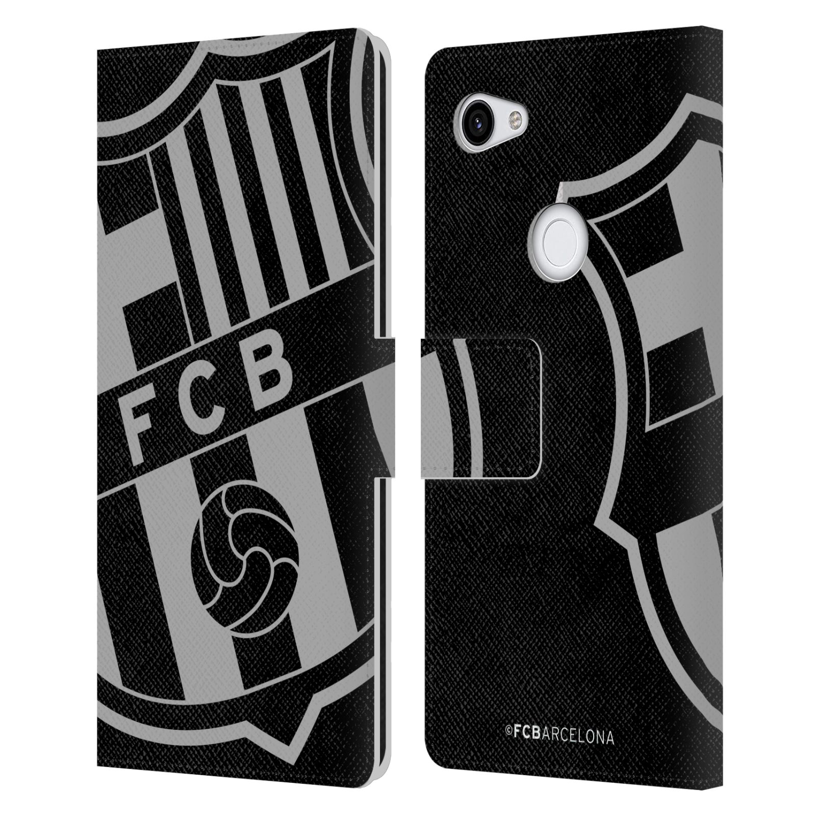 Pouzdro na mobil Google Pixel 3A XL  - HEAD CASE - FC Barcelona - černošedé logo