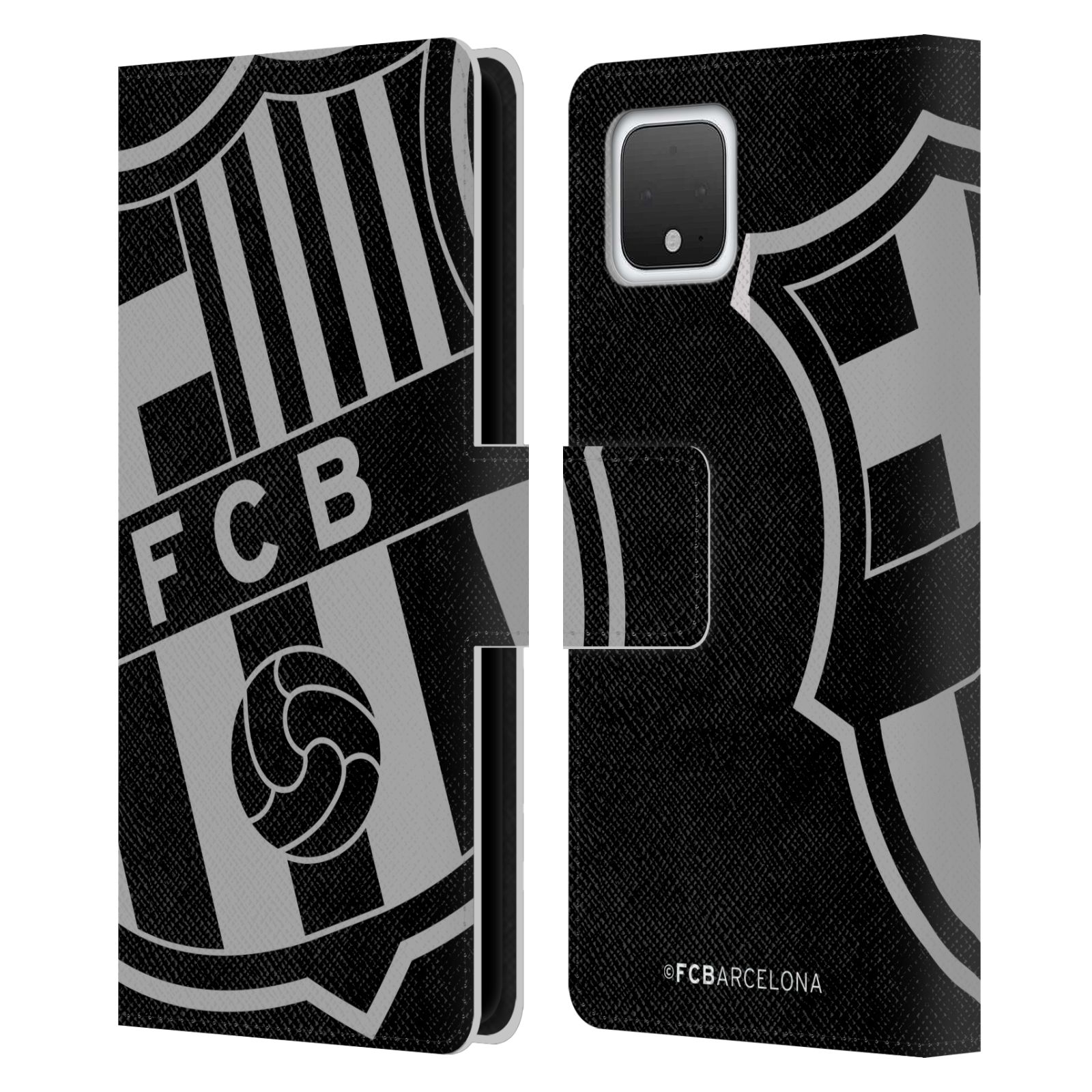 Pouzdro na mobil Google Pixel 4  - HEAD CASE - FC Barcelona - černošedé logo