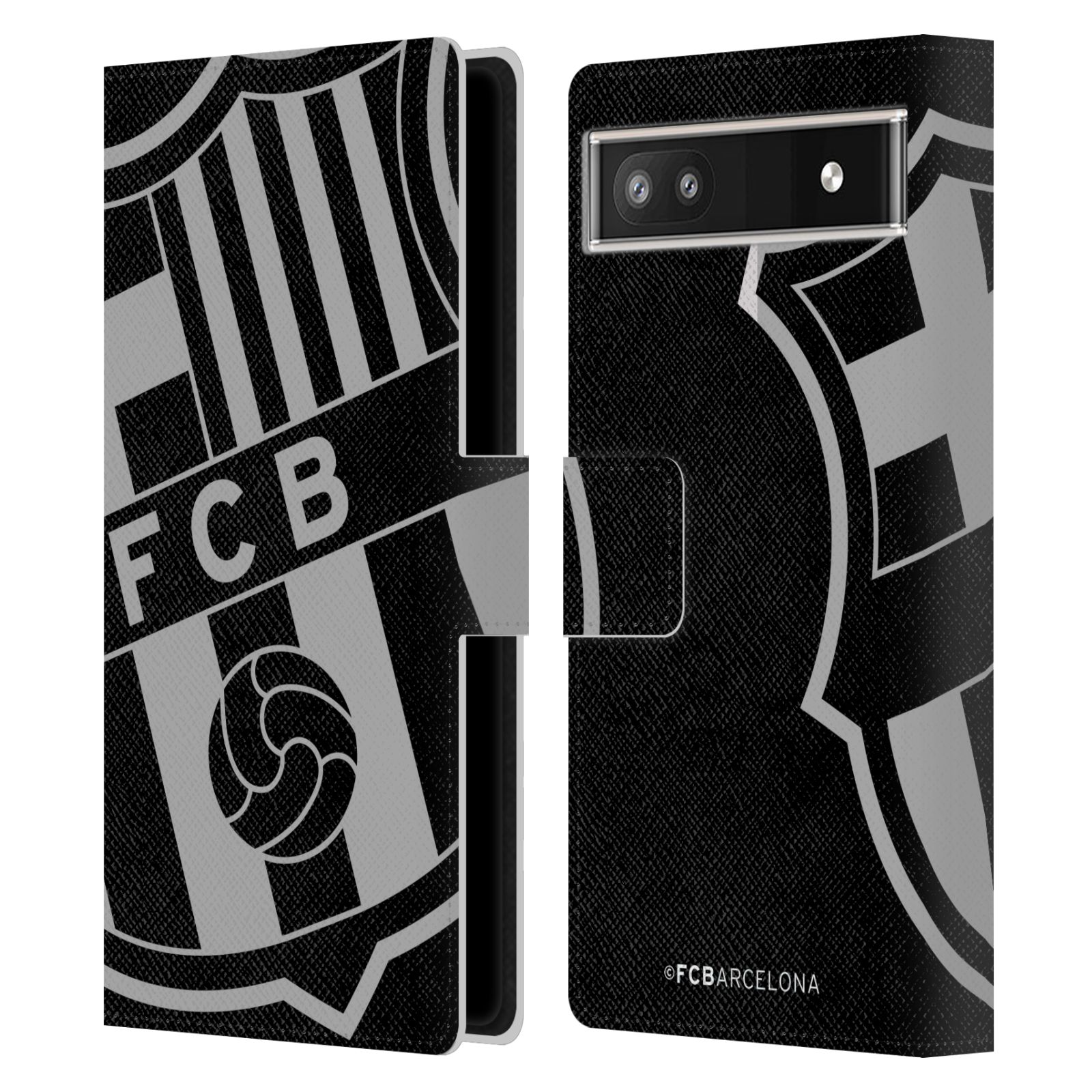 Pouzdro na mobil Google Pixel 6A  - HEAD CASE - FC Barcelona - černošedé logo