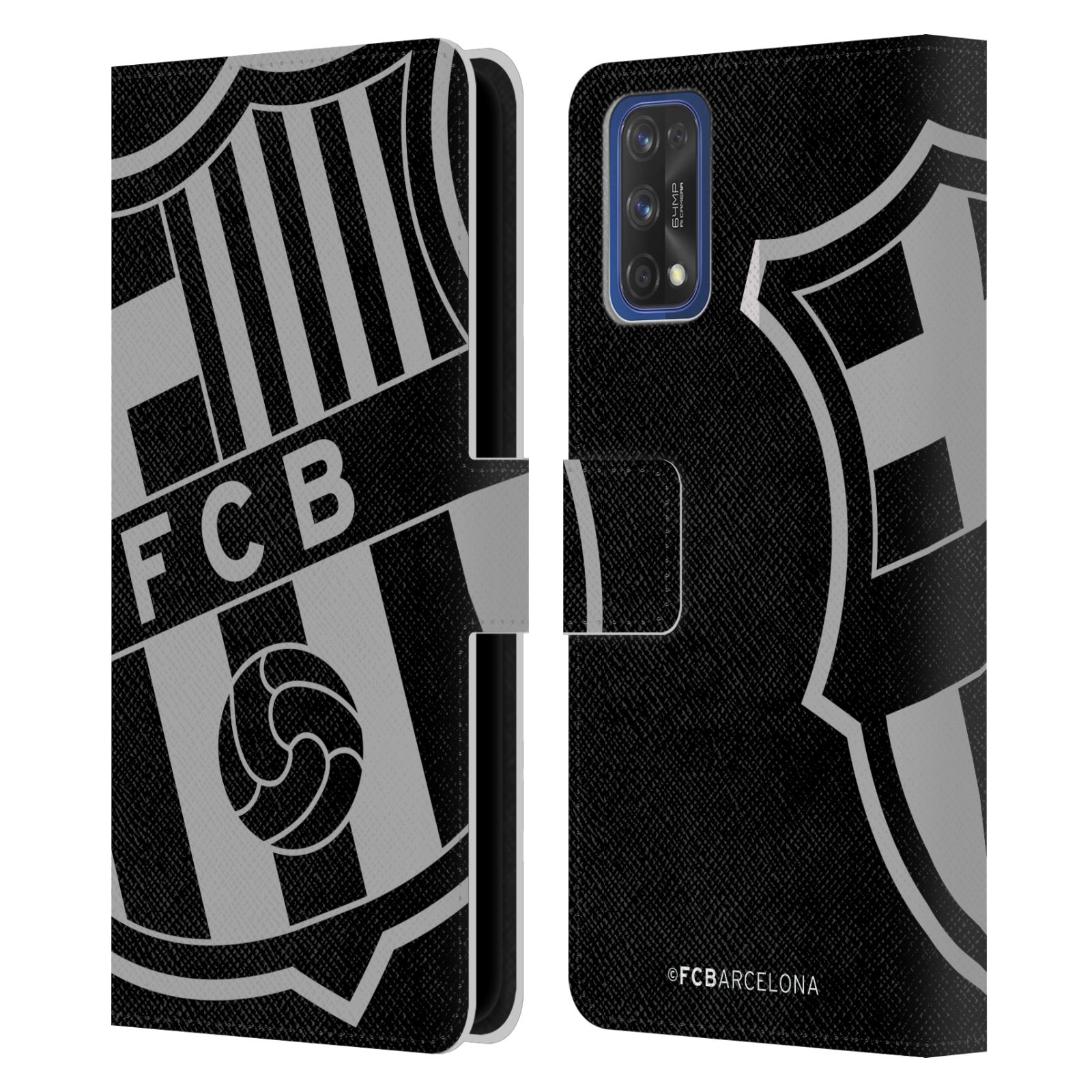 Pouzdro na mobil Realme 7 PRO - HEAD CASE - FC Barcelona - černošedé logo