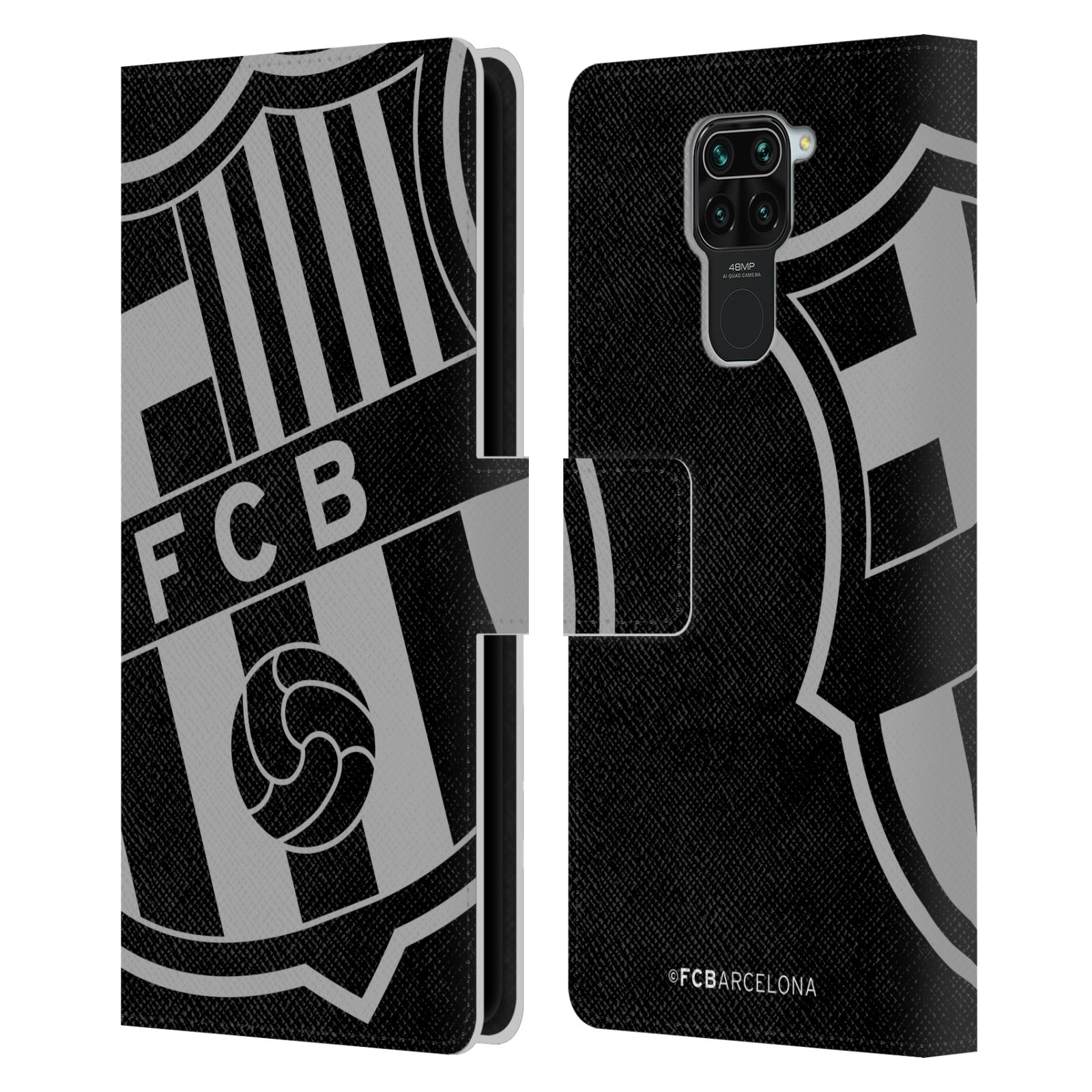 Pouzdro na mobil Xiaomi Redmi Note 9  - HEAD CASE - FC Barcelona - černošedé logo