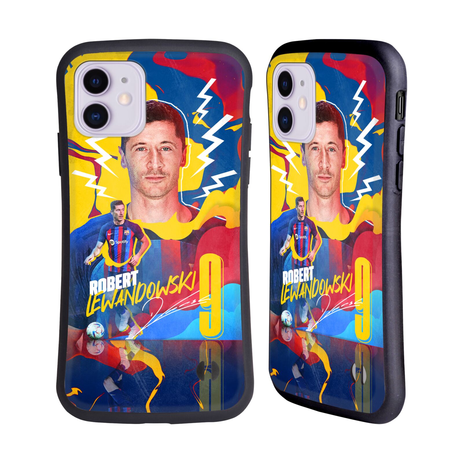 Odolný zadní obal pro mobil Apple Iphone 11 - HEAD CASE - FC Barcelona - Barevný motiv Robert Lewandowski