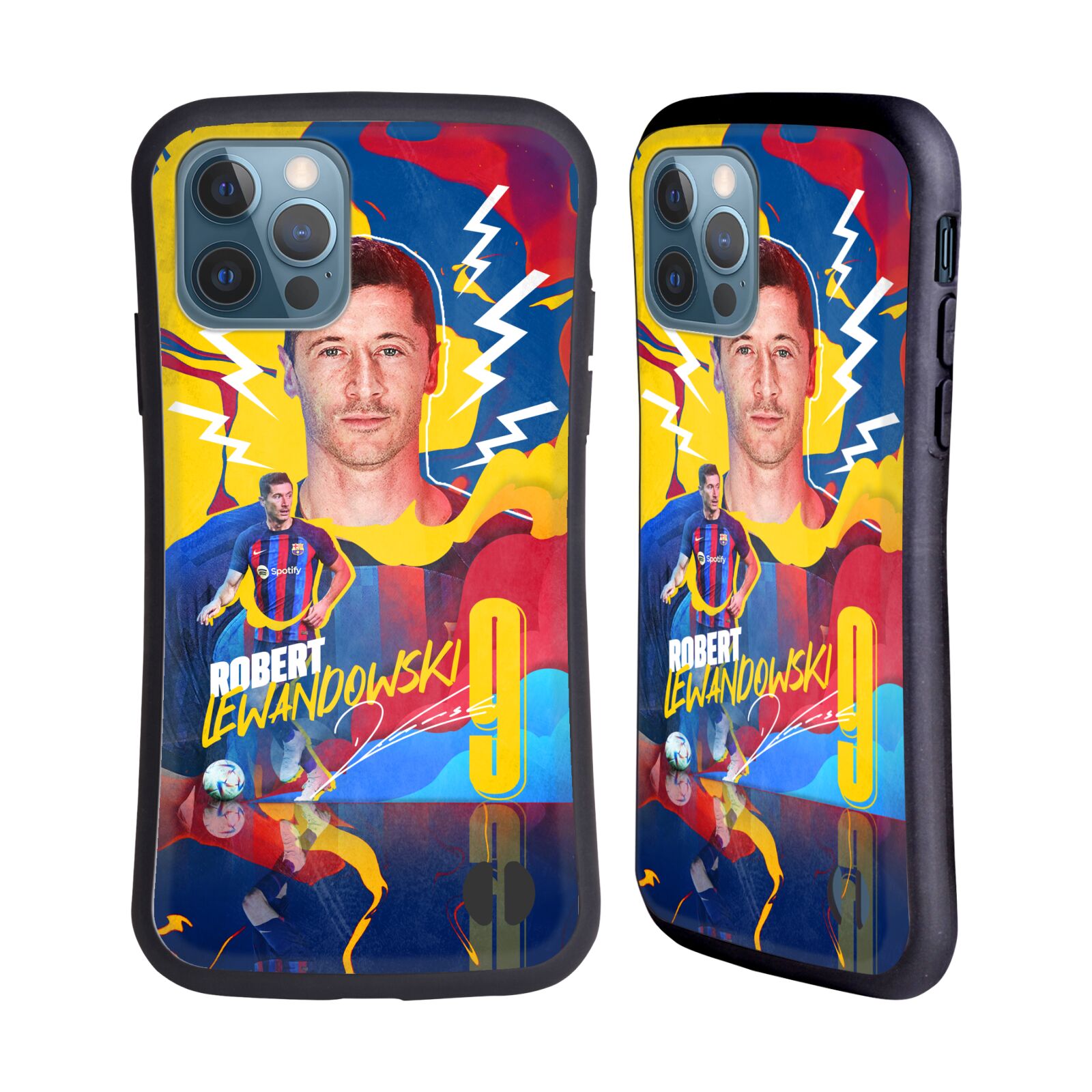 Odolný zadní obal pro mobil Apple iPhone 12 / iPhone 12 Pro - HEAD CASE - FC Barcelona - Barevný motiv Robert Lewandowski