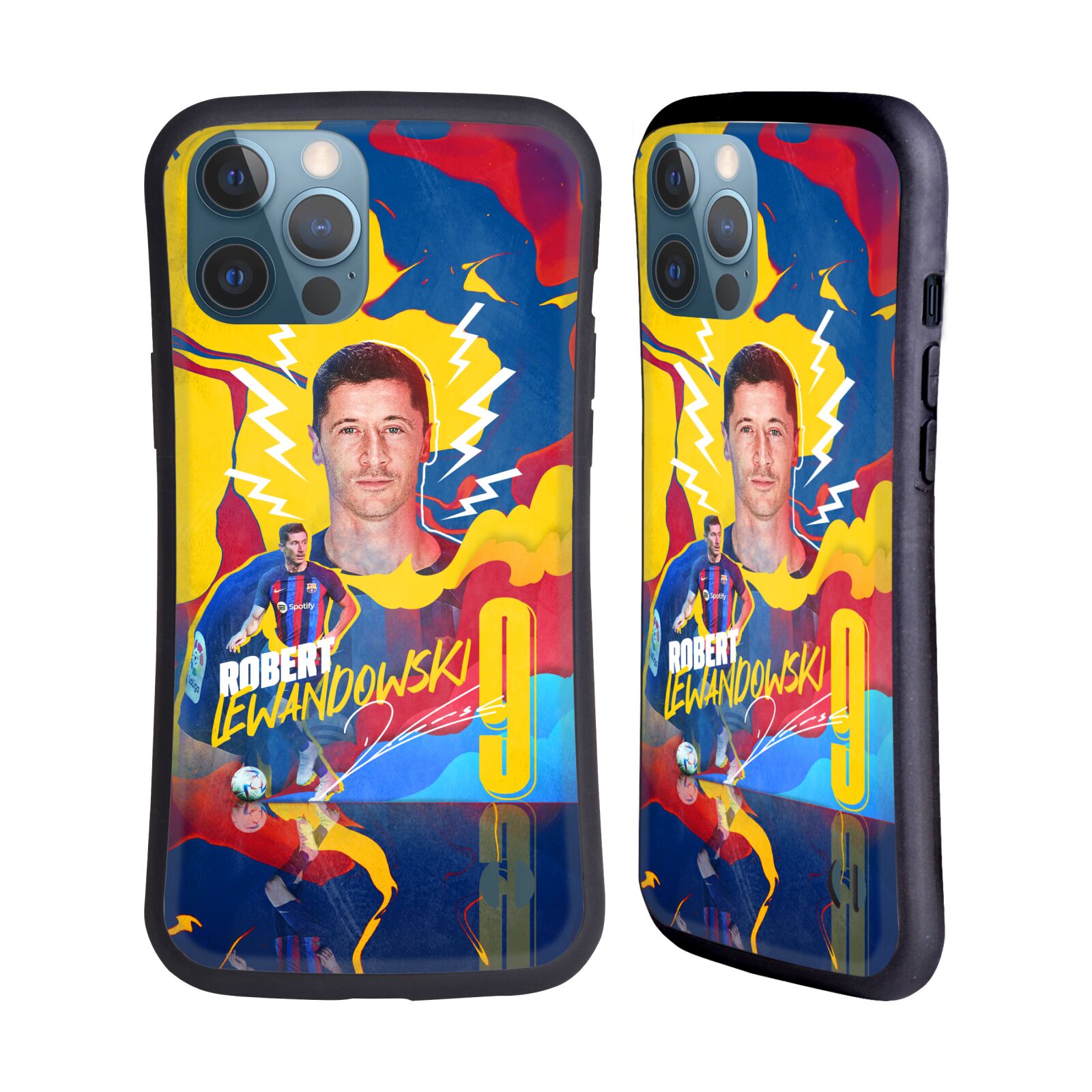 Odolný zadní obal pro mobil Apple iPhone 13 PRO MAX - HEAD CASE - FC Barcelona - Barevný motiv Robert Lewandowski
