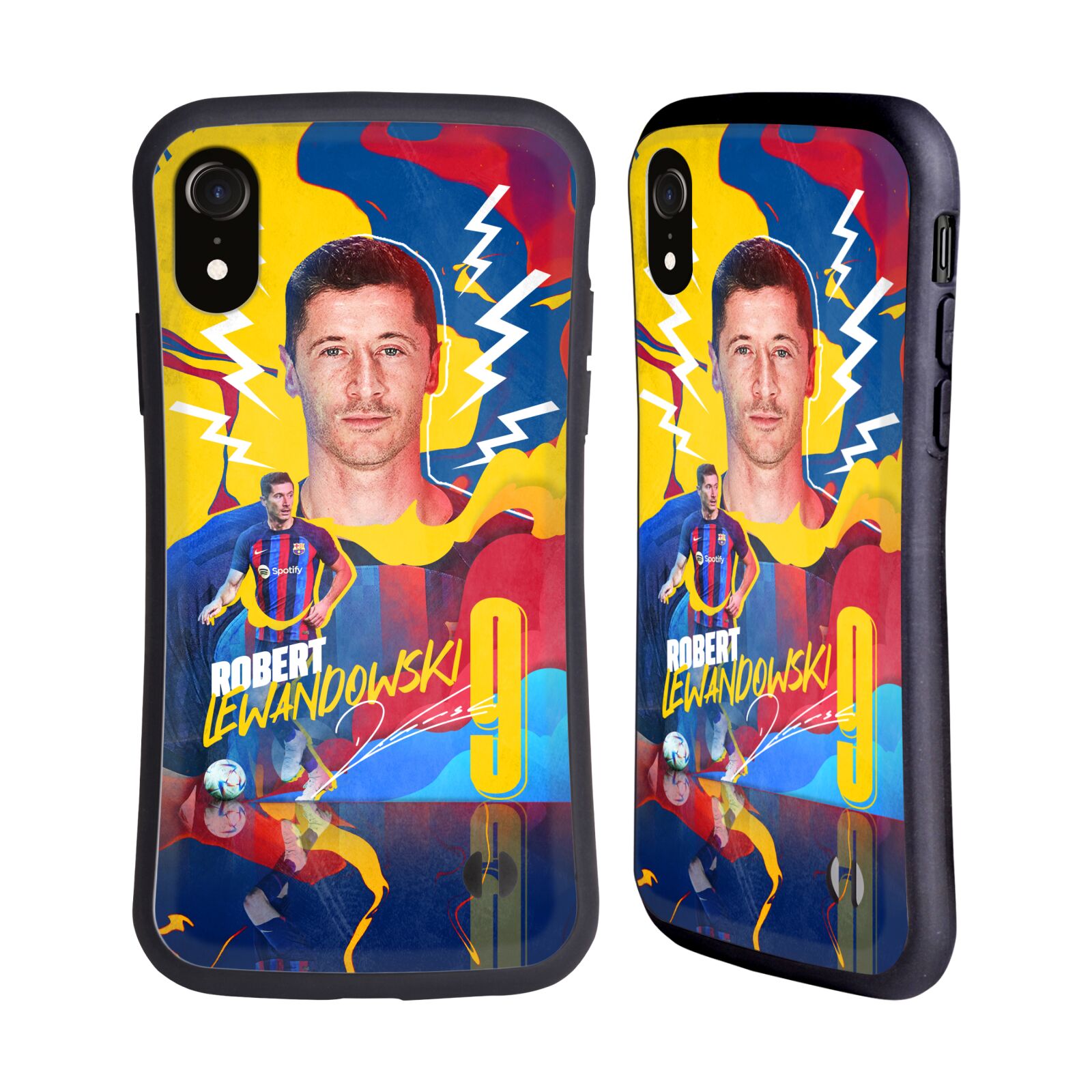 Odolný zadní obal pro mobil Apple Iphone XR - HEAD CASE - FC Barcelona - Barevný motiv Robert Lewandowski