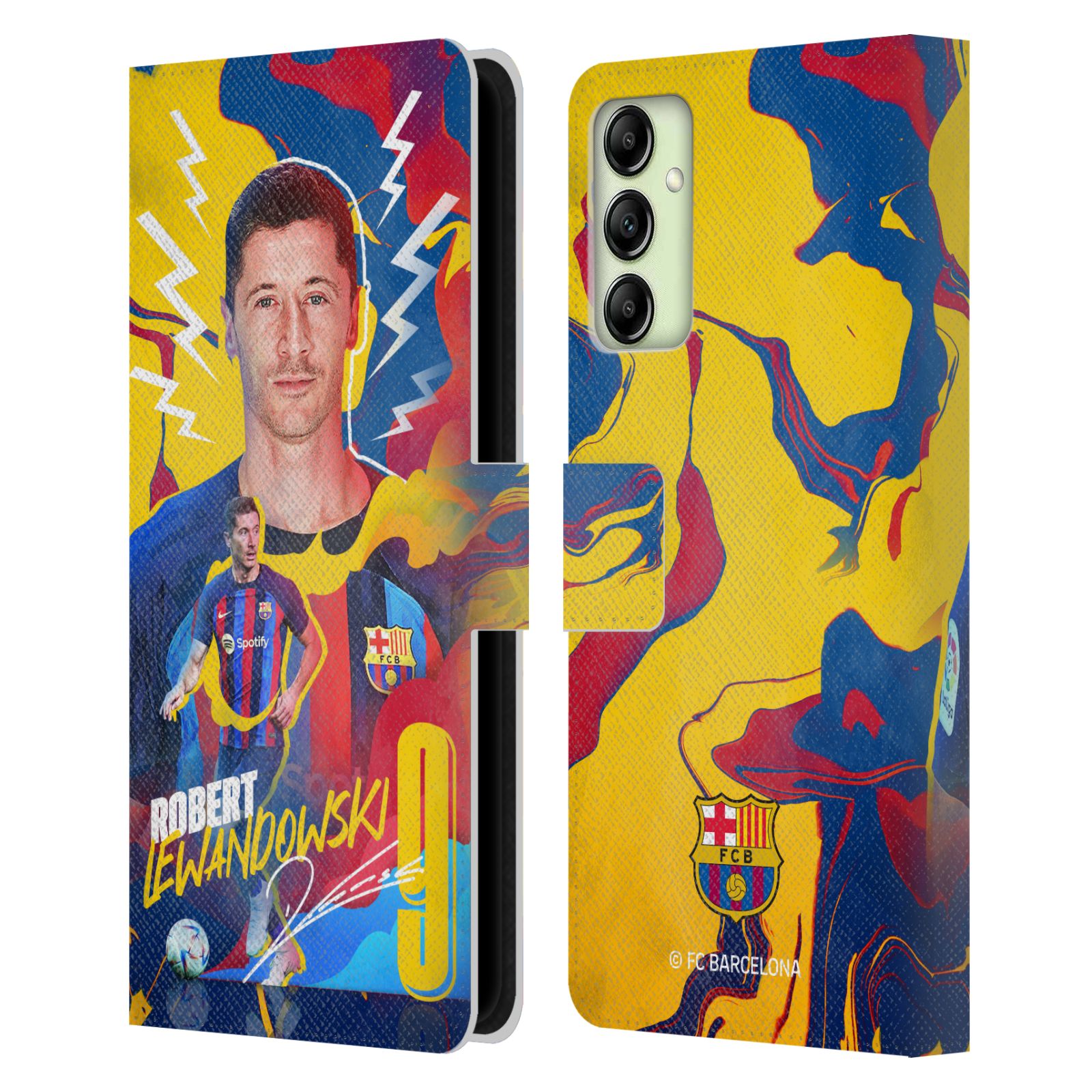 Pouzdro na mobil Samsung Galaxy A14 - HEAD CASE - FC Barcelona - Hráč Robert Lewandowski