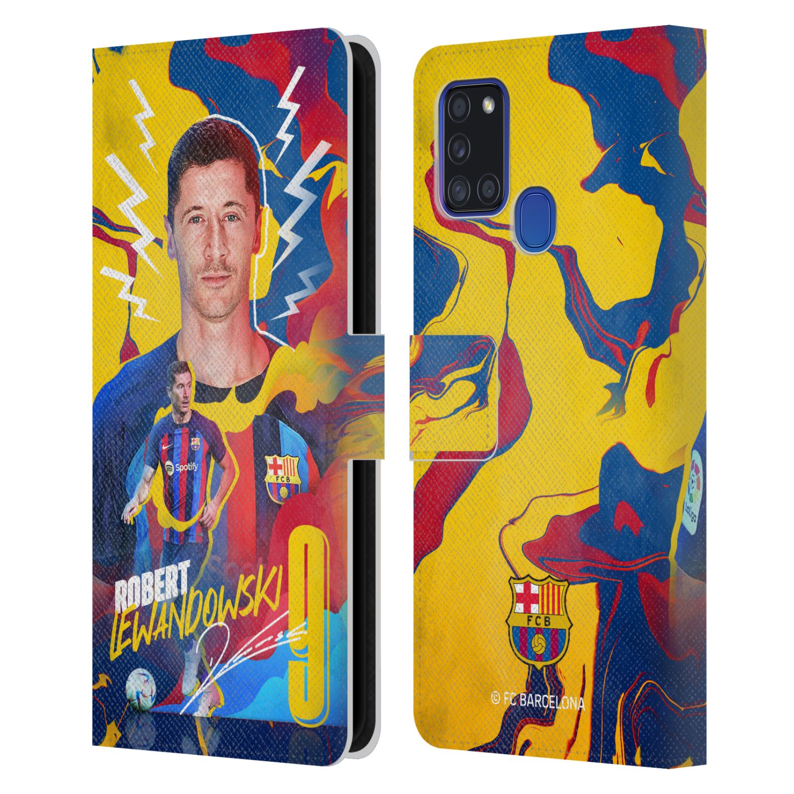 Pouzdro na mobil Samsung Galaxy A21S - HEAD CASE - FC Barcelona - Hráč Robert Lewandowski