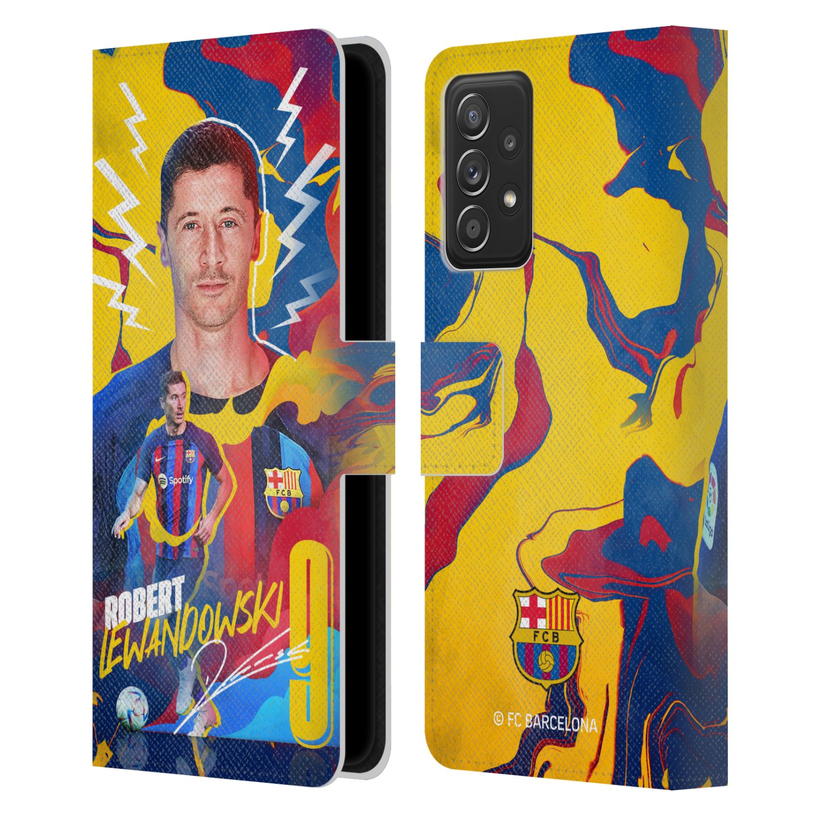 Pouzdro na mobil Samsung Galaxy A52 / A52 G - HEAD CASE - FC Barcelona - Hráč Robert Lewandowski