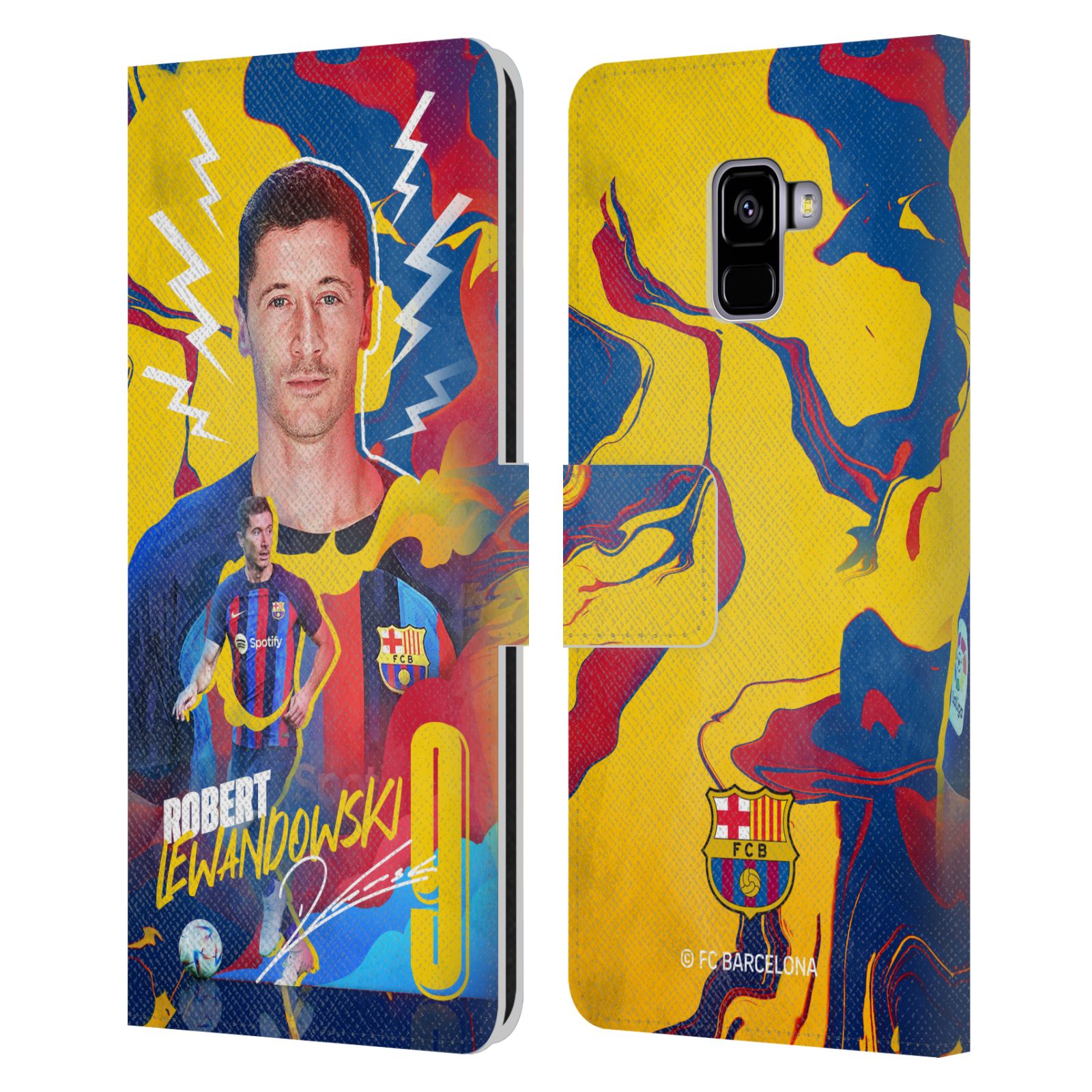 Pouzdro na mobil Samsung Galaxy A8+ 2018 - HEAD CASE - FC Barcelona - Hráč Robert Lewandowski