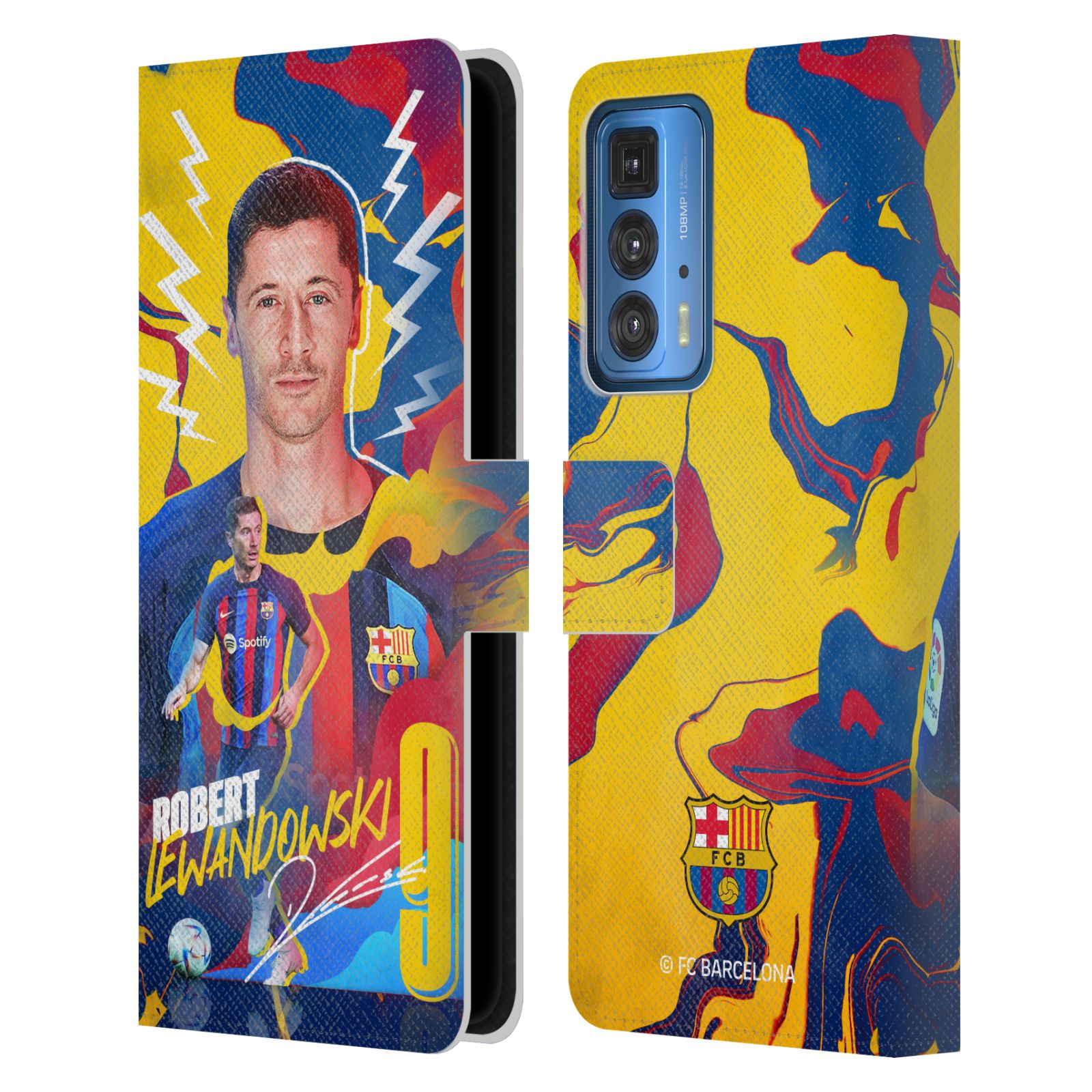Pouzdro na mobil Motorola EDGE 20 PRO - HEAD CASE - FC Barcelona - Hráč Robert Lewandowski