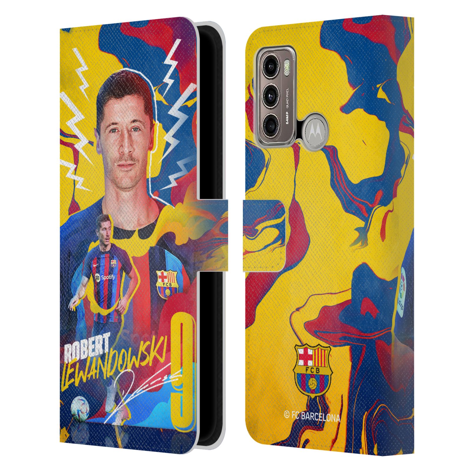 Pouzdro na mobil Motorola Moto G60 - HEAD CASE - FC Barcelona - Hráč Robert Lewandowski