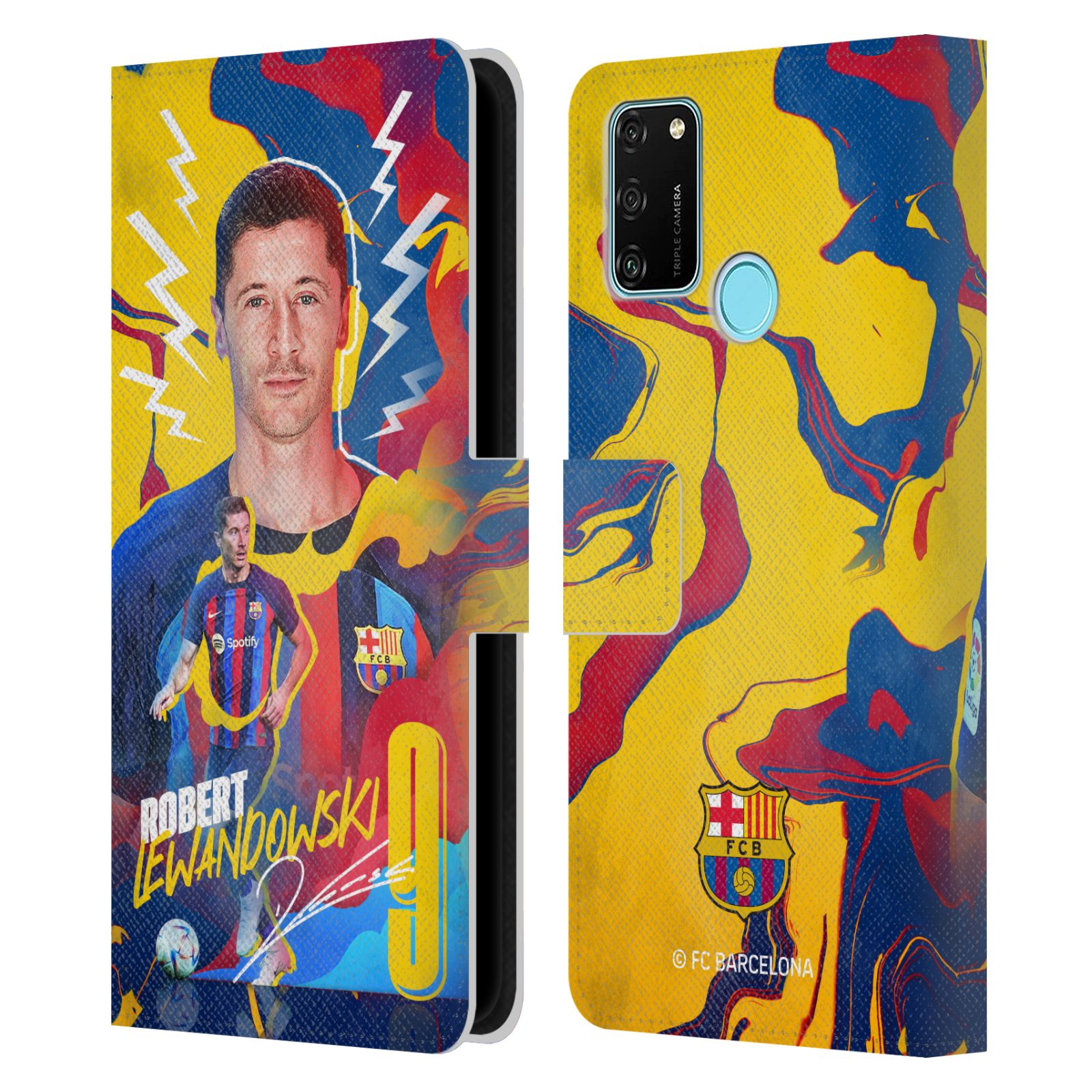 Pouzdro na mobil Honor 9A - HEAD CASE - FC Barcelona - Hráč Robert Lewandowski