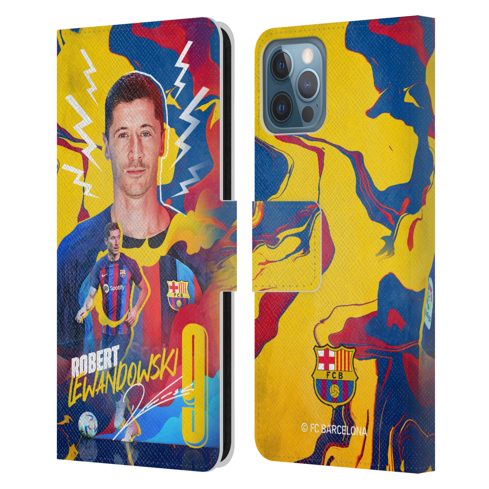 Pouzdro na mobil Apple Iphone 12 / 12 Pro - HEAD CASE - FC Barcelona - Hráč Robert Lewandowski