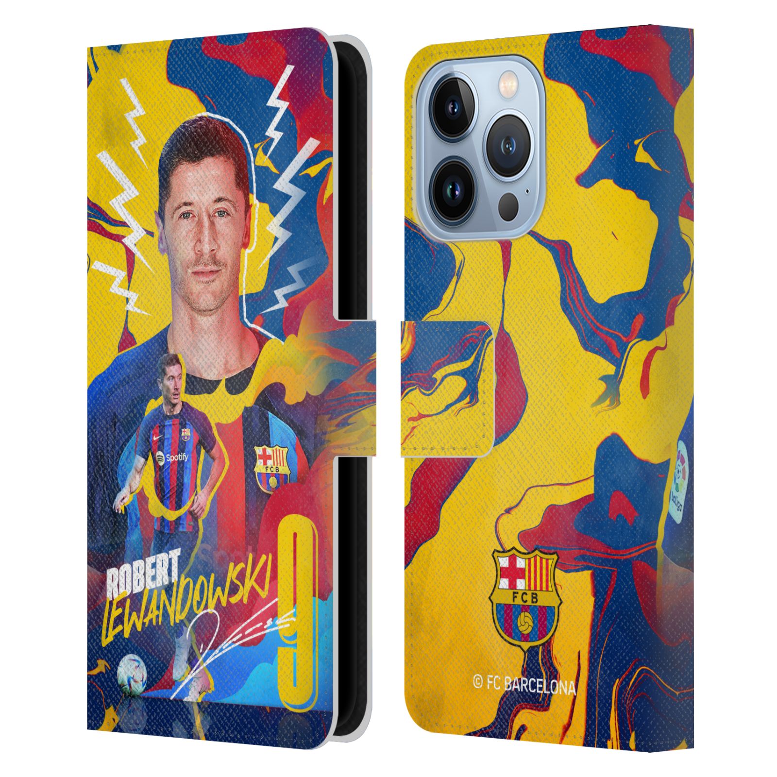 Pouzdro na mobil Apple Iphone 13 Pro - HEAD CASE - FC Barcelona - Hráč Robert Lewandowski