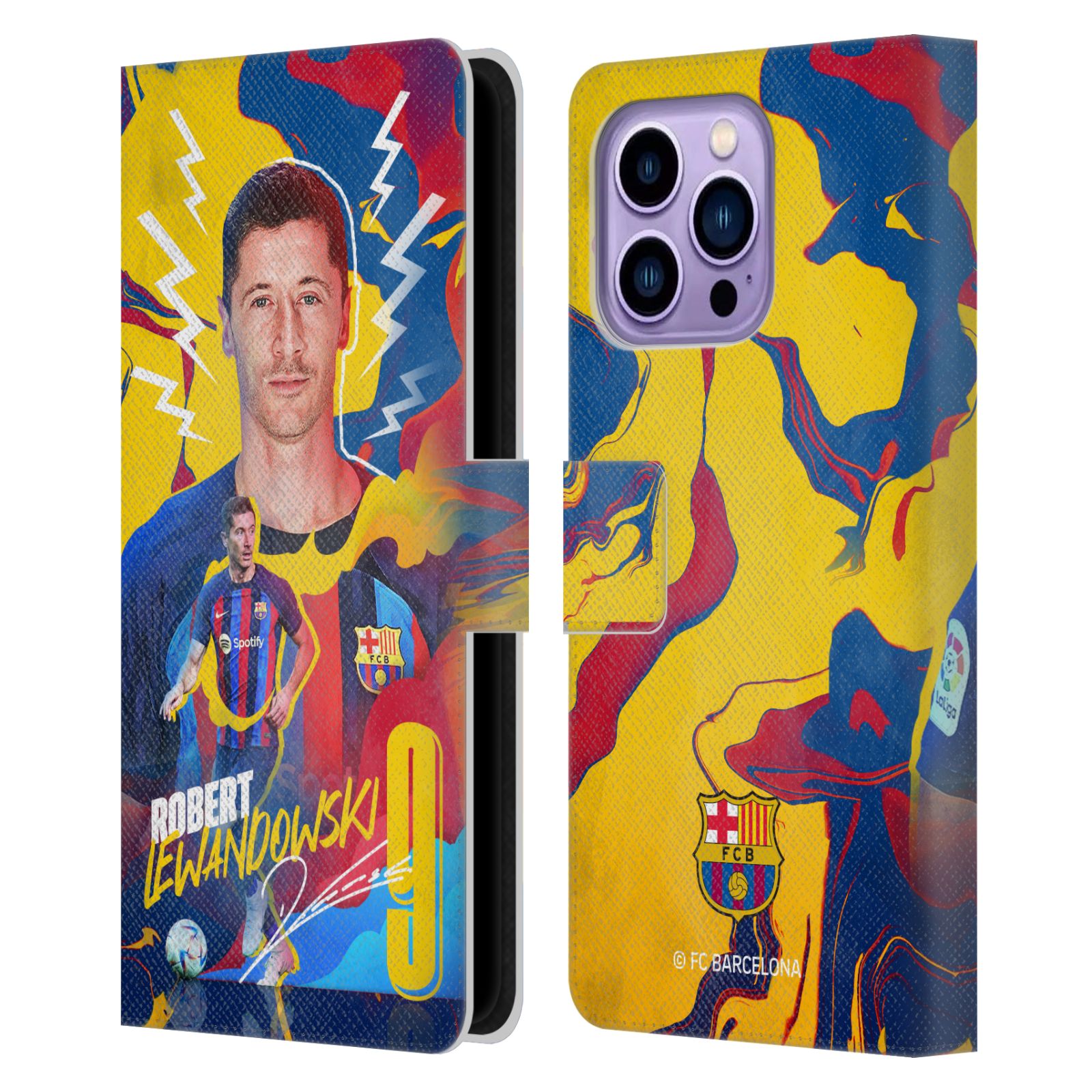 Pouzdro na mobil Apple Iphone 14 PRO MAX - HEAD CASE - FC Barcelona - Hráč Robert Lewandowski