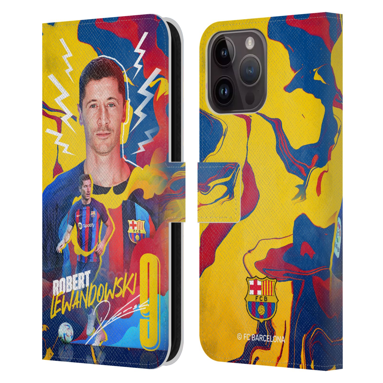 Pouzdro na mobil Apple Iphone 15 PRO MAX - HEAD CASE - FC Barcelona - Hráč Robert Lewandowski