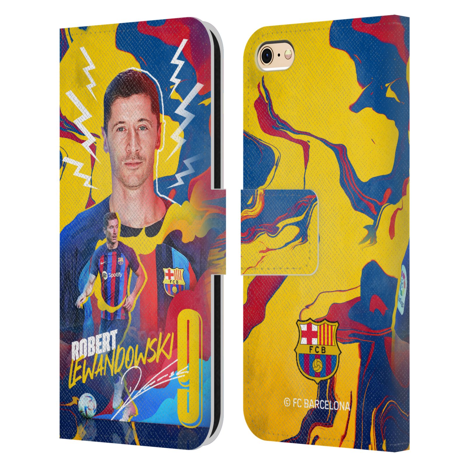 Pouzdro na mobil Apple Iphone 6 / 6S - HEAD CASE - FC Barcelona - Hráč Robert Lewandowski