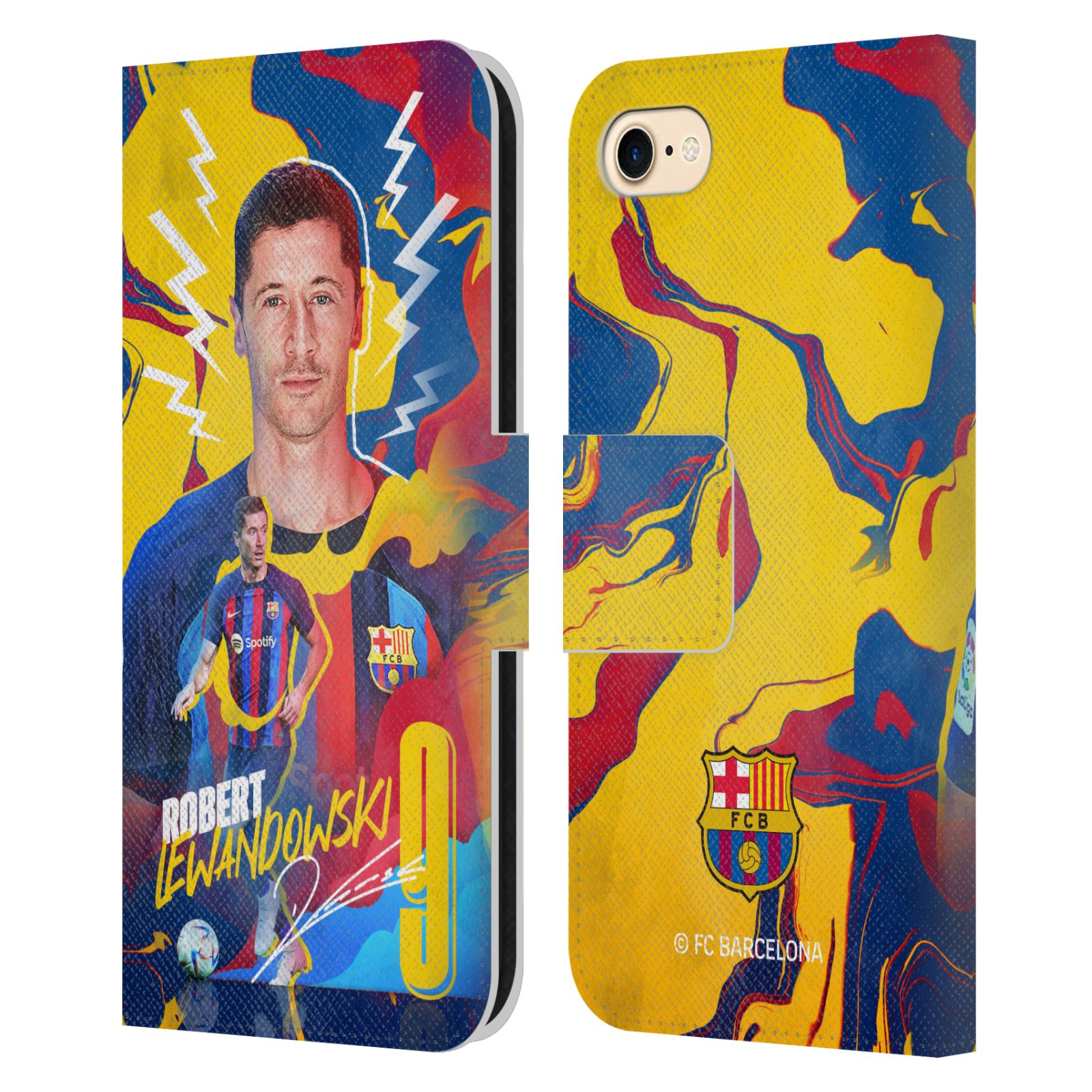 Pouzdro na mobil Apple Iphone 7/8/SE2020 - HEAD CASE - FC Barcelona - Hráč Robert Lewandowski