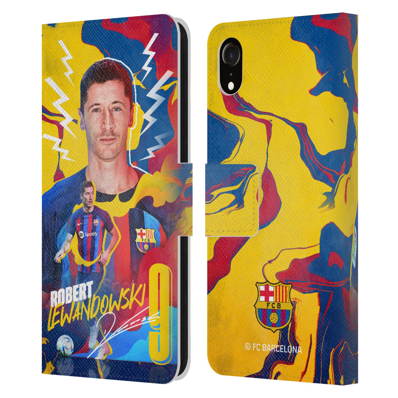 Pouzdro na mobil Apple Iphone XR - HEAD CASE - FC Barcelona - Hráč Robert Lewandowski