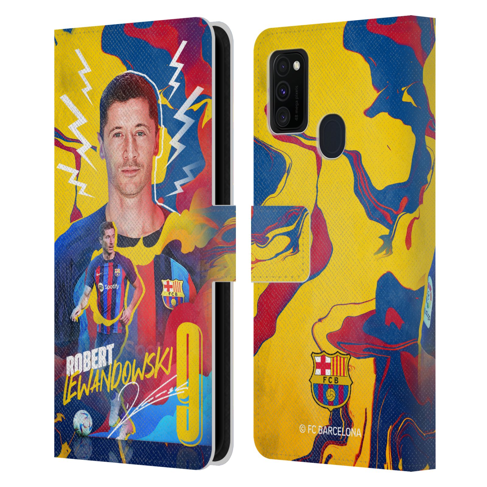 Pouzdro na mobil Samsung Galaxy M21 - HEAD CASE - FC Barcelona - Hráč Robert Lewandowski