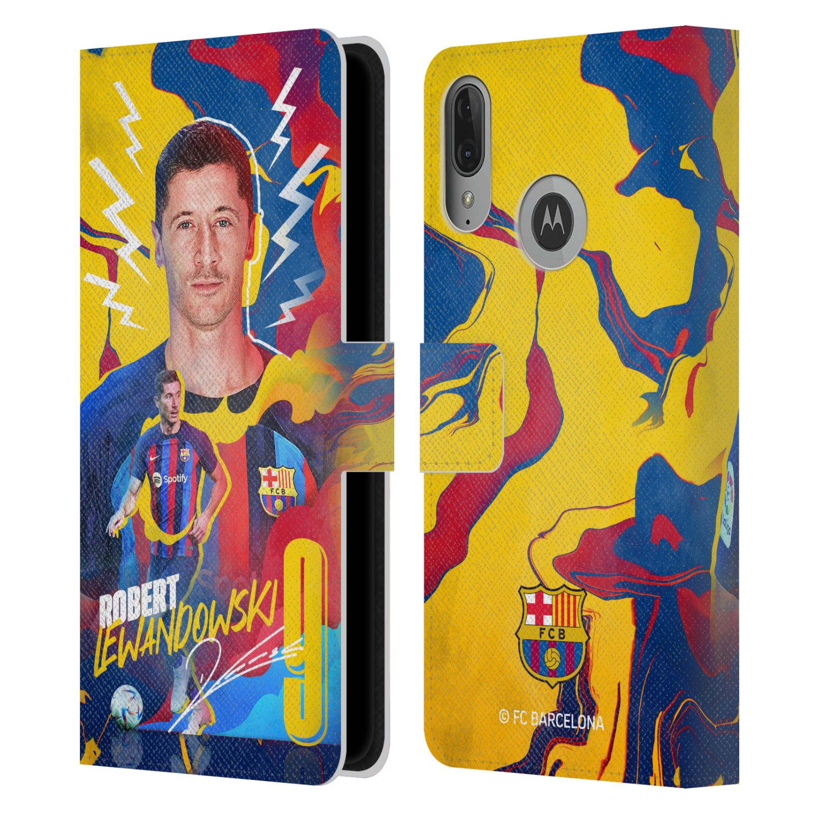 Pouzdro na mobil Motorola Moto E6 PLUS  - HEAD CASE - FC Barcelona - Hráč Robert Lewandowski
