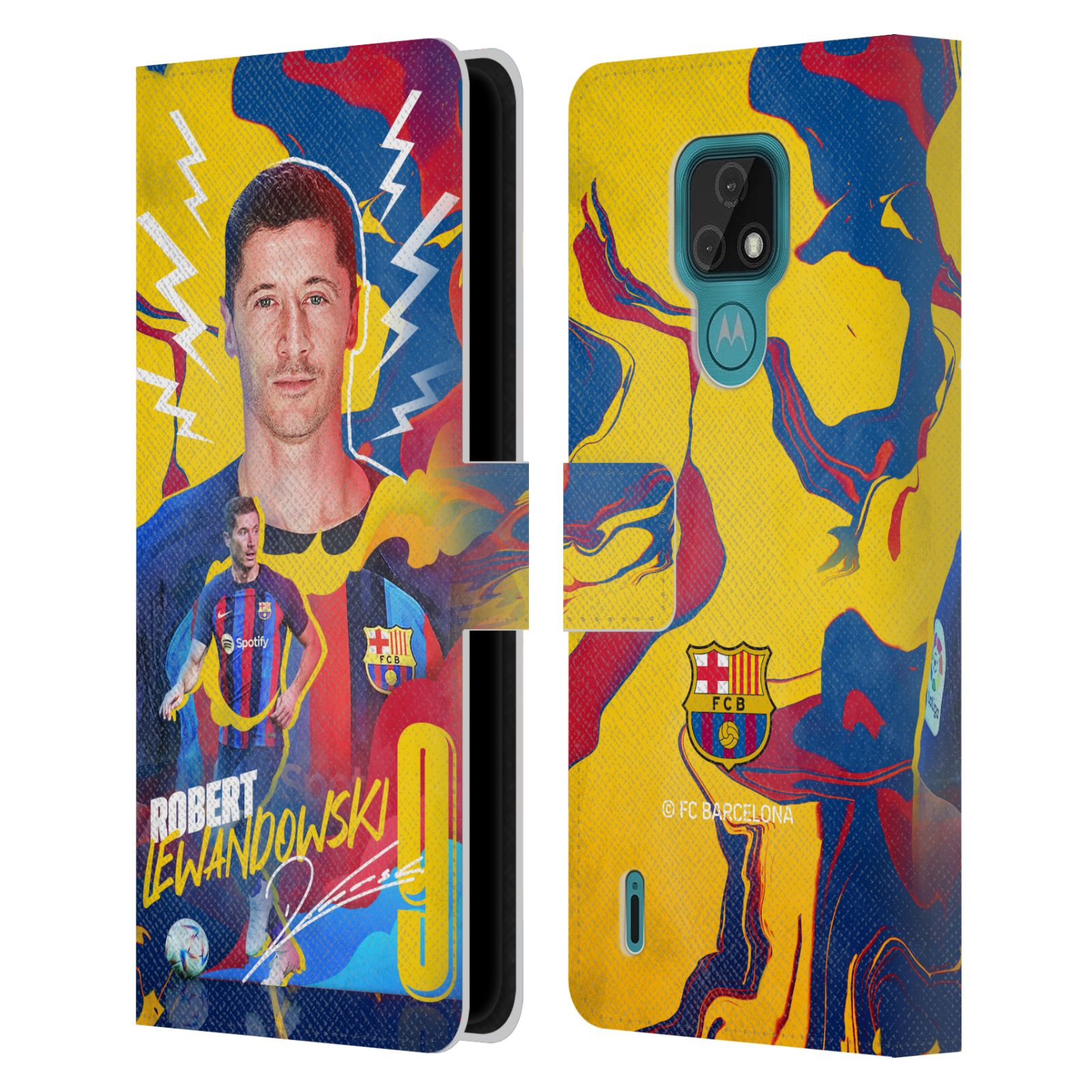 Pouzdro na mobil Motorola Moto E7 - HEAD CASE - FC Barcelona - Hráč Robert Lewandowski