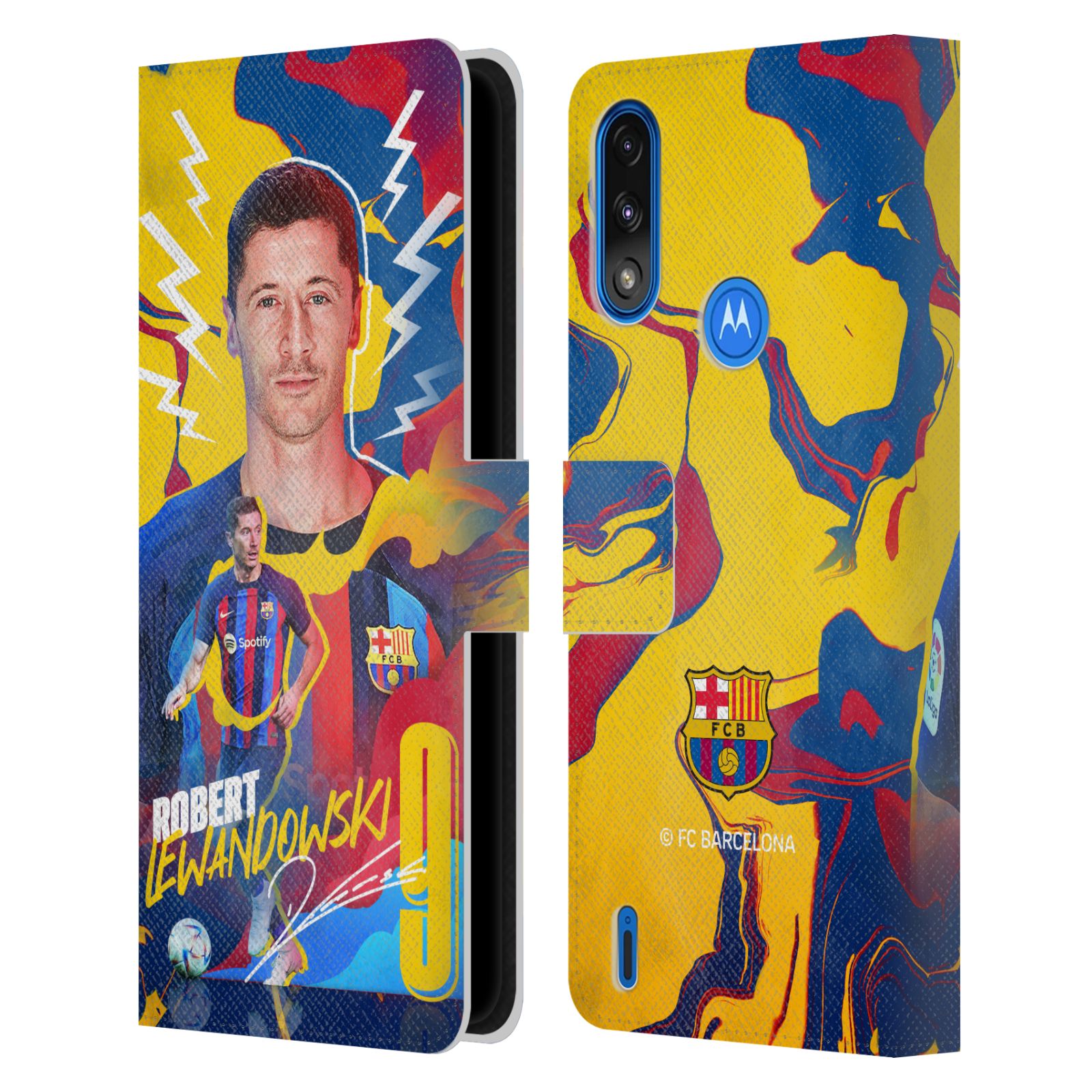 Pouzdro na mobil Motorola Moto E7 POWER - HEAD CASE - FC Barcelona - Hráč Robert Lewandowski