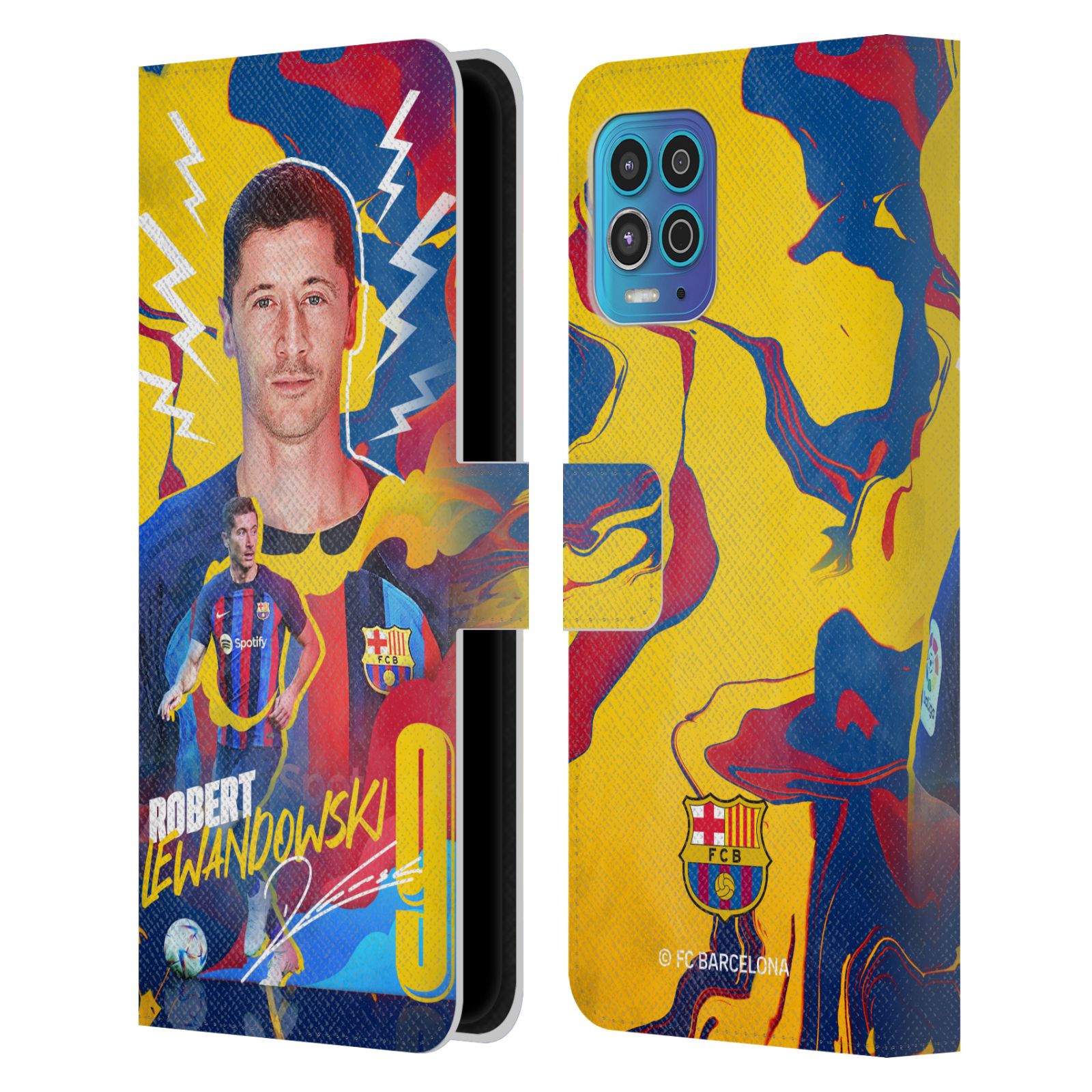 Pouzdro na mobil Motorola Moto G100 - HEAD CASE - FC Barcelona - Hráč Robert Lewandowski