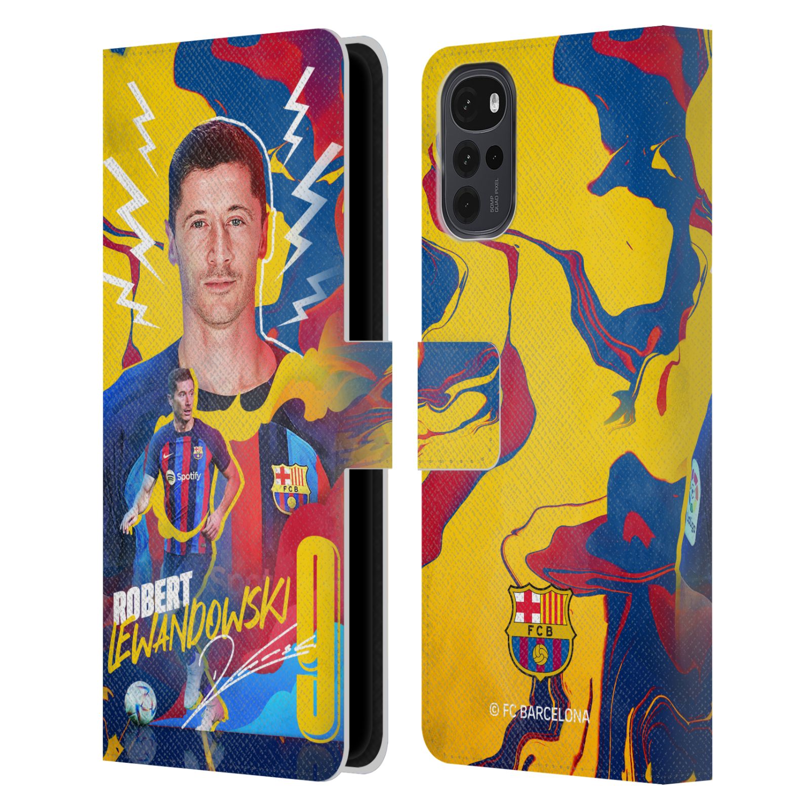 Pouzdro na mobil Motorola Moto G22 - HEAD CASE - FC Barcelona - Hráč Robert Lewandowski