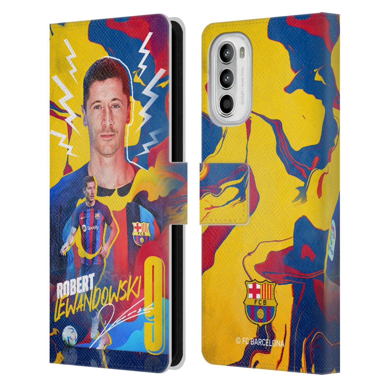 Pouzdro na mobil Motorola Moto G52 - HEAD CASE - FC Barcelona - Hráč Robert Lewandowski