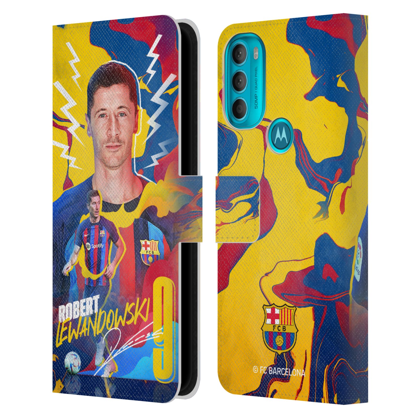 Pouzdro na mobil Motorola Moto G71 5G - HEAD CASE - FC Barcelona - Hráč Robert Lewandowski