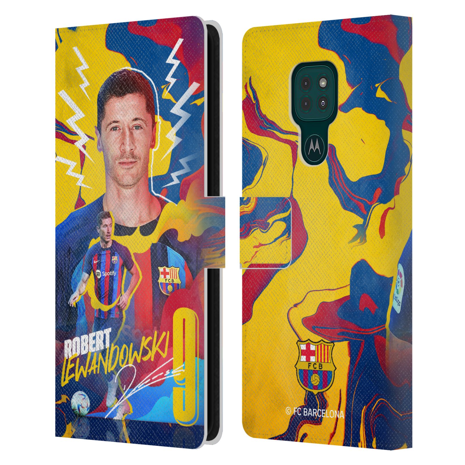 Pouzdro na mobil Motorola Moto G9 PLAY - HEAD CASE - FC Barcelona - Hráč Robert Lewandowski