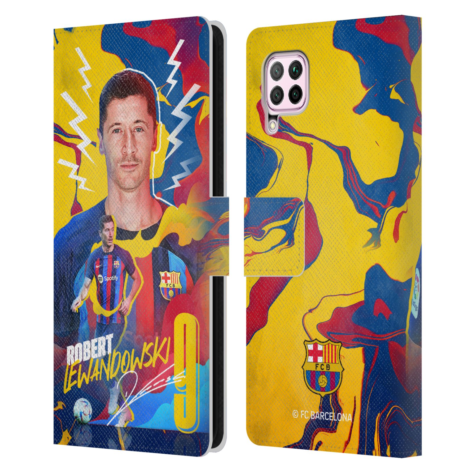 Pouzdro na mobil Huawei P40 LITE - HEAD CASE - FC Barcelona - Hráč Robert Lewandowski