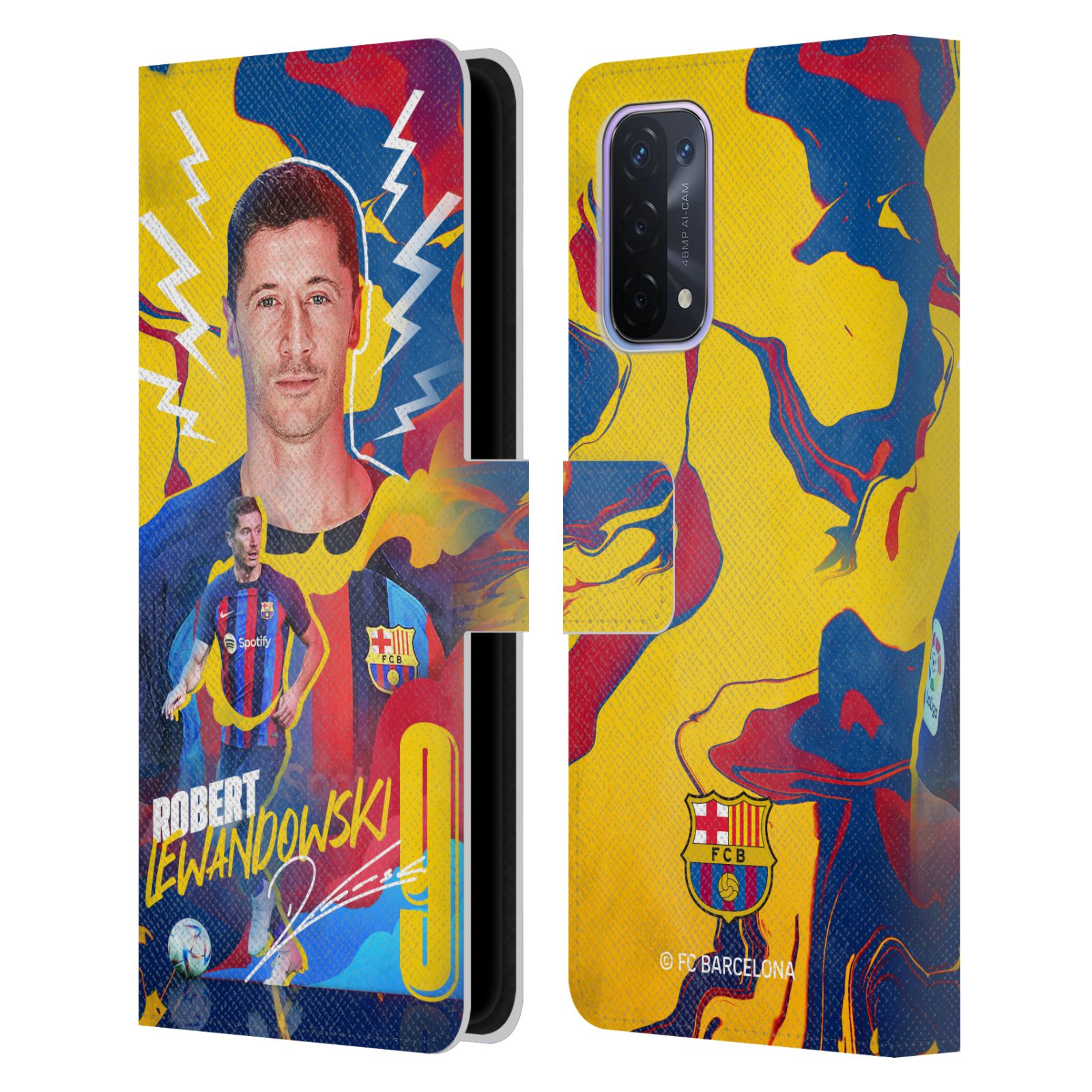 Pouzdro na mobil Oppo A54 5G - HEAD CASE - FC Barcelona - Hráč Robert Lewandowski