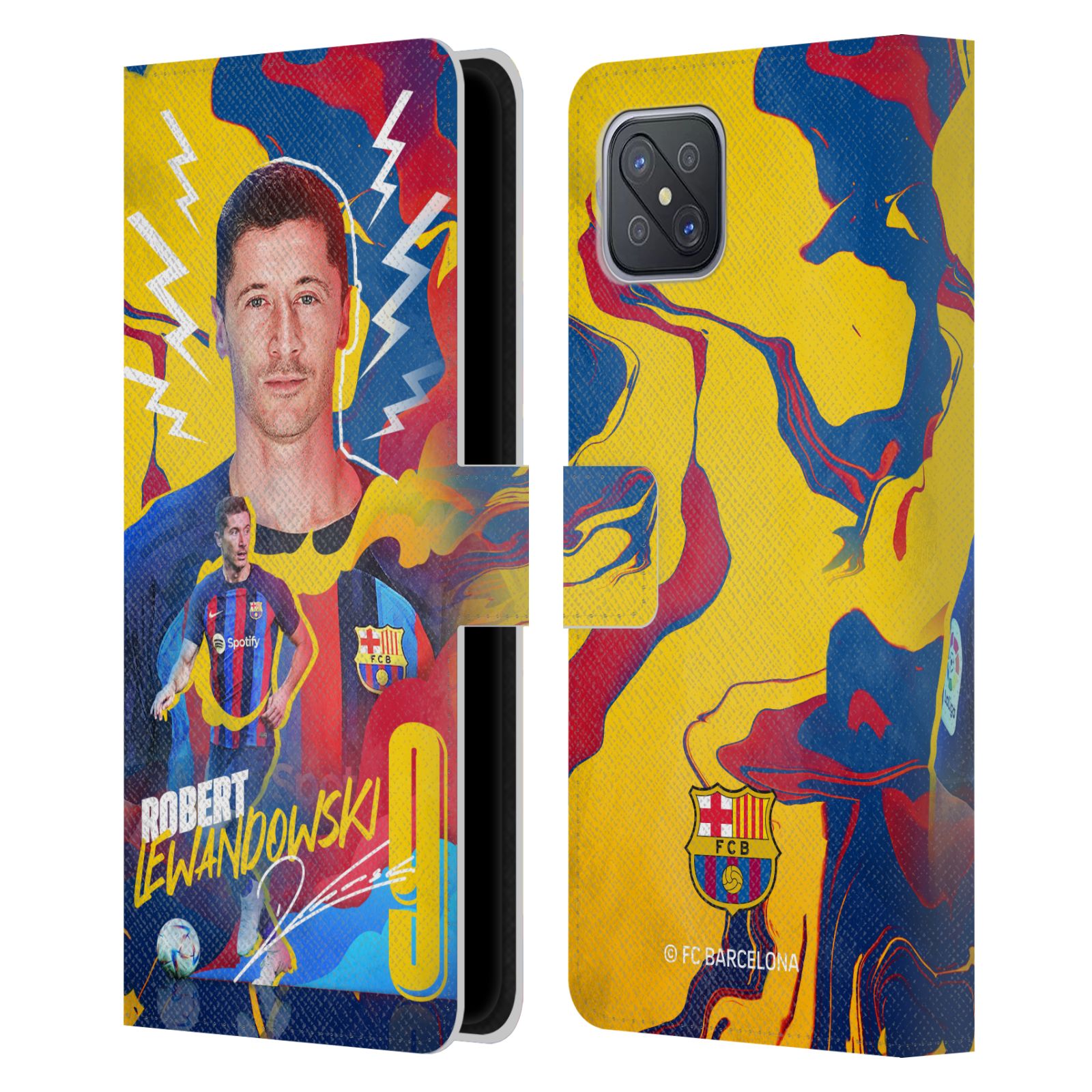 Pouzdro na mobil Oppo A92s - HEAD CASE - FC Barcelona - Hráč Robert Lewandowski