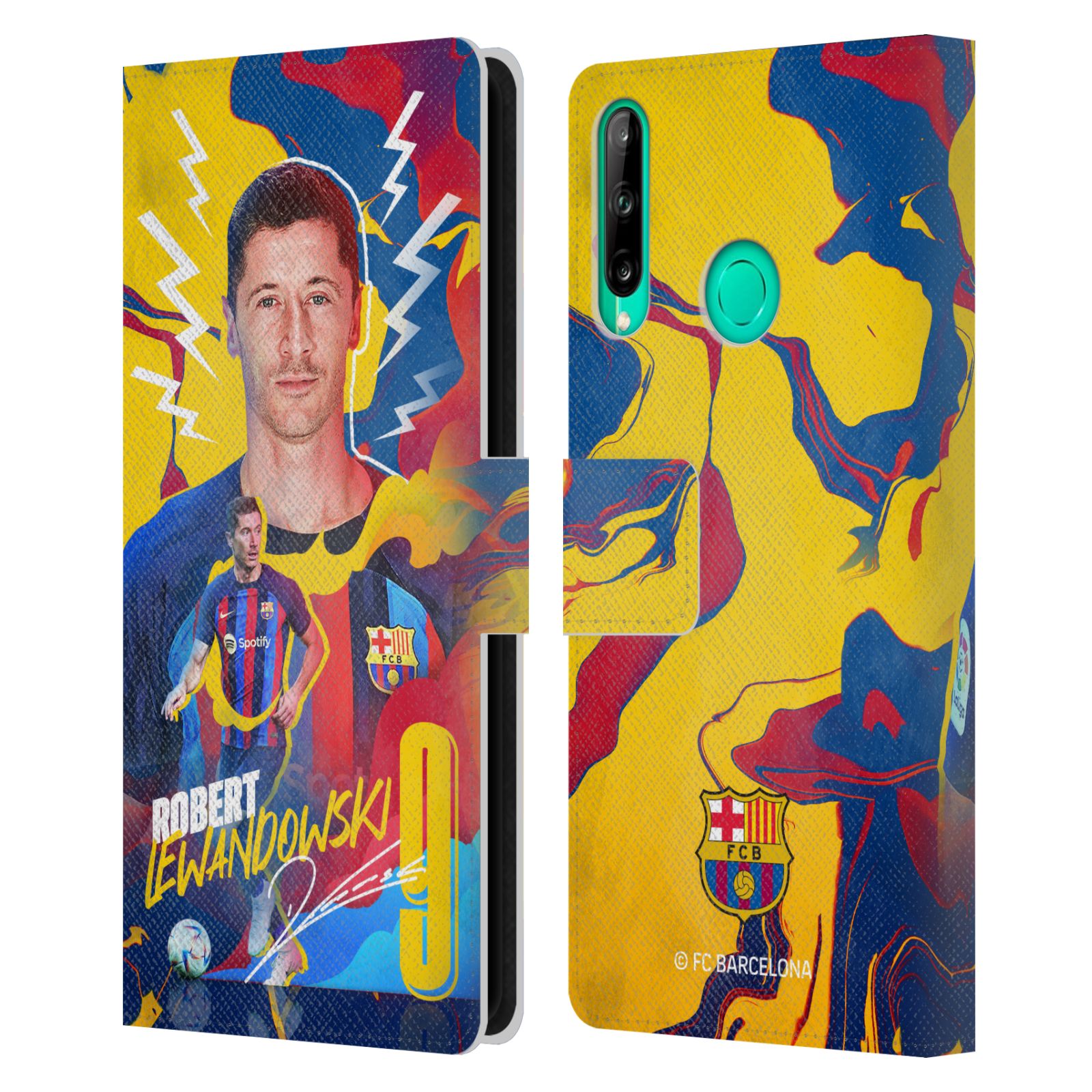 Pouzdro na mobil Huawei P40 LITE E - HEAD CASE - FC Barcelona - Hráč Robert Lewandowski