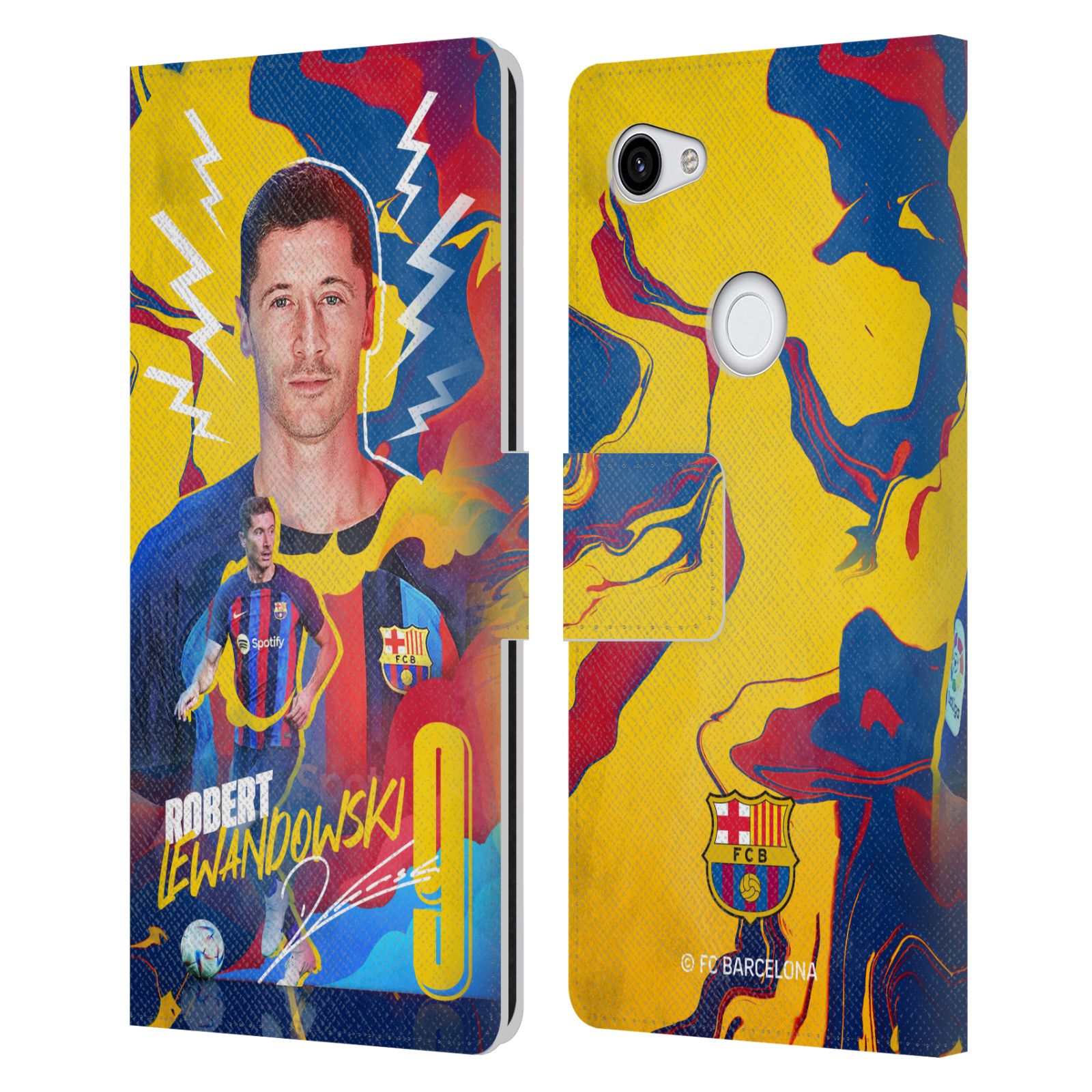Pouzdro na mobil Google Pixel 3A XL  - HEAD CASE - FC Barcelona - Hráč Robert Lewandowski