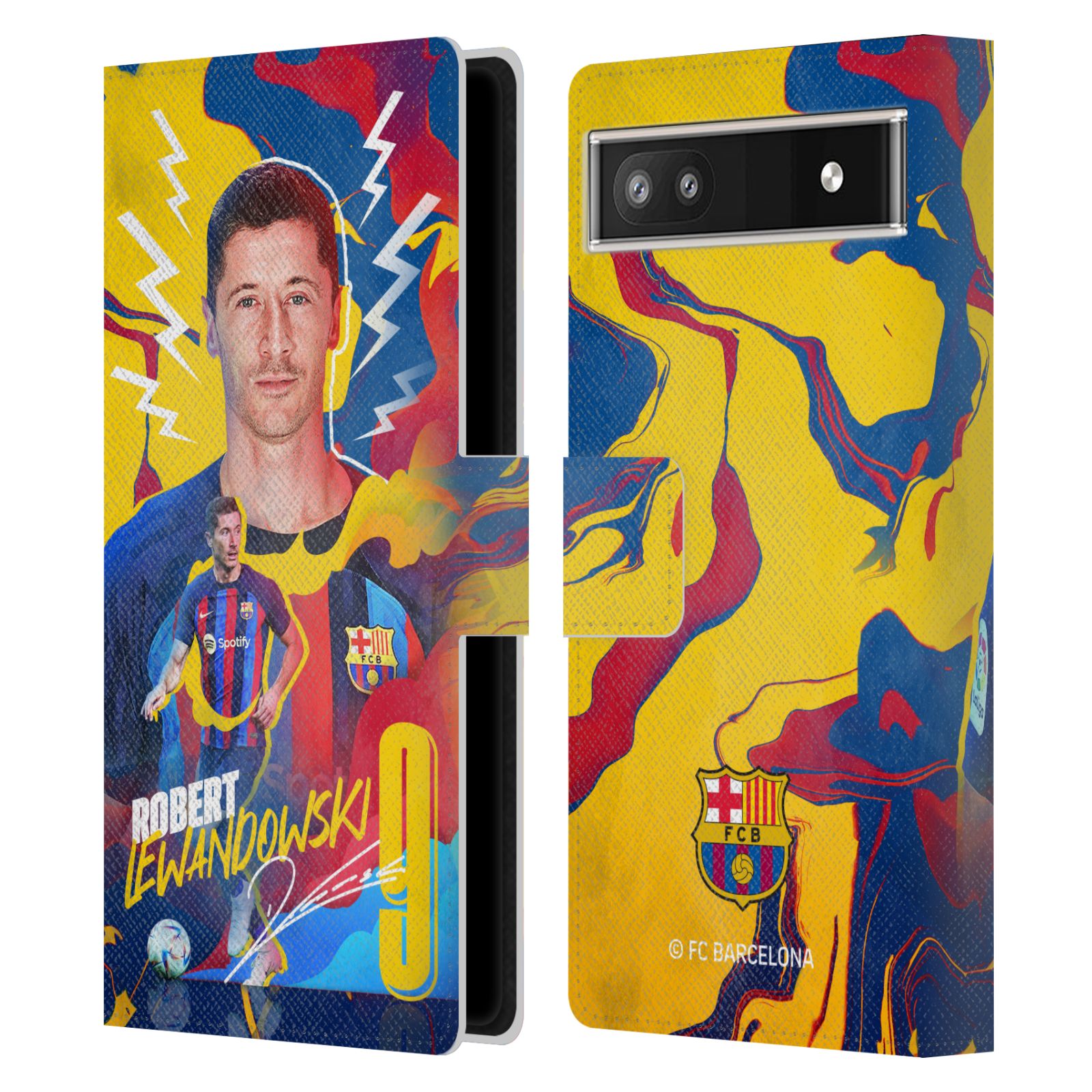 Pouzdro na mobil Google Pixel 6A  - HEAD CASE - FC Barcelona - Hráč Robert Lewandowski
