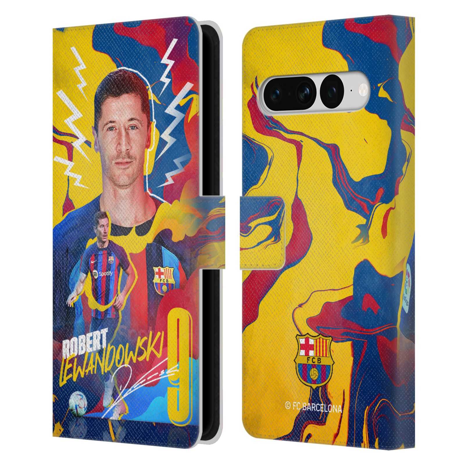 Pouzdro na mobil Google Pixel 7 PRO  - HEAD CASE - FC Barcelona - Hráč Robert Lewandowski