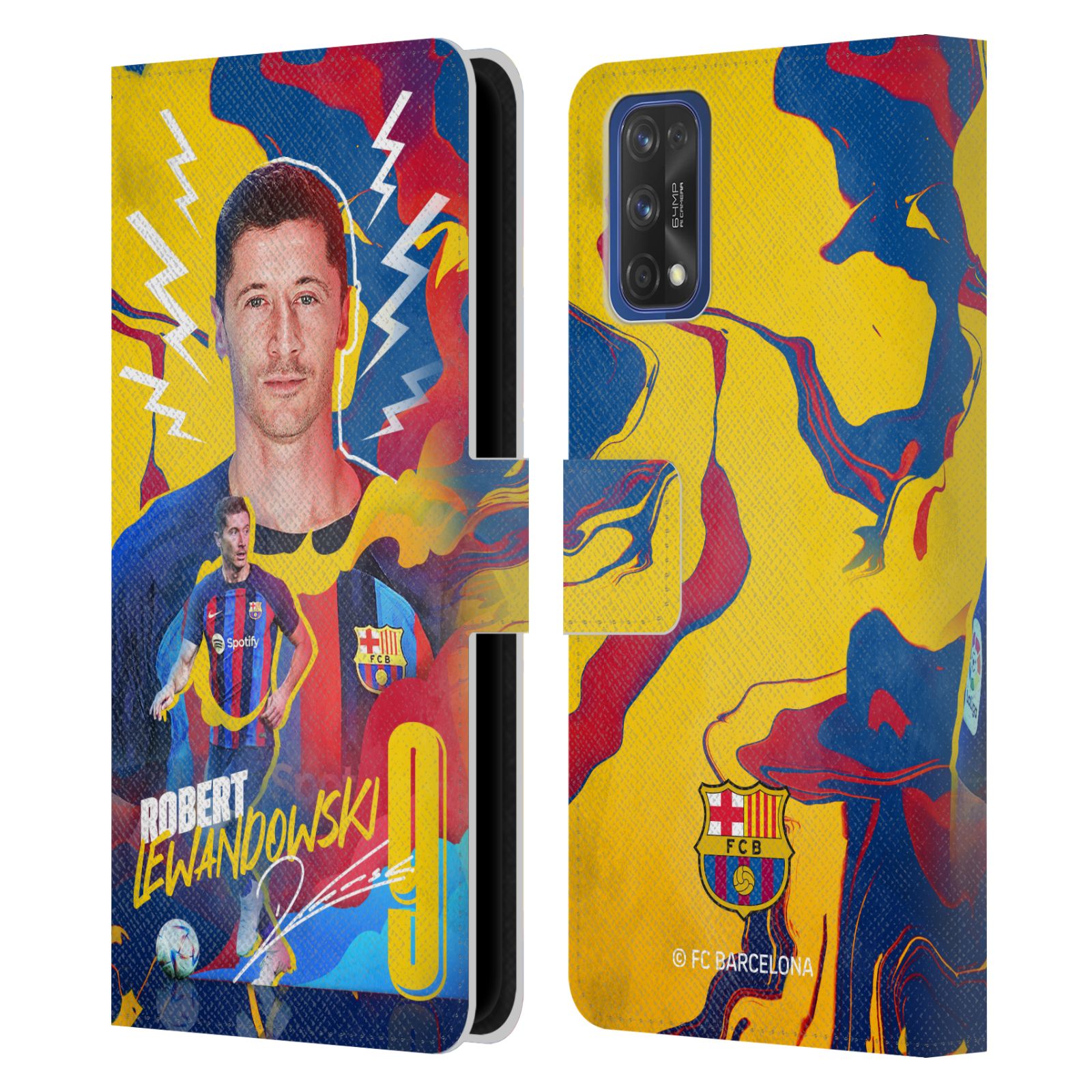 Pouzdro na mobil Realme 7 PRO - HEAD CASE - FC Barcelona - Hráč Robert Lewandowski