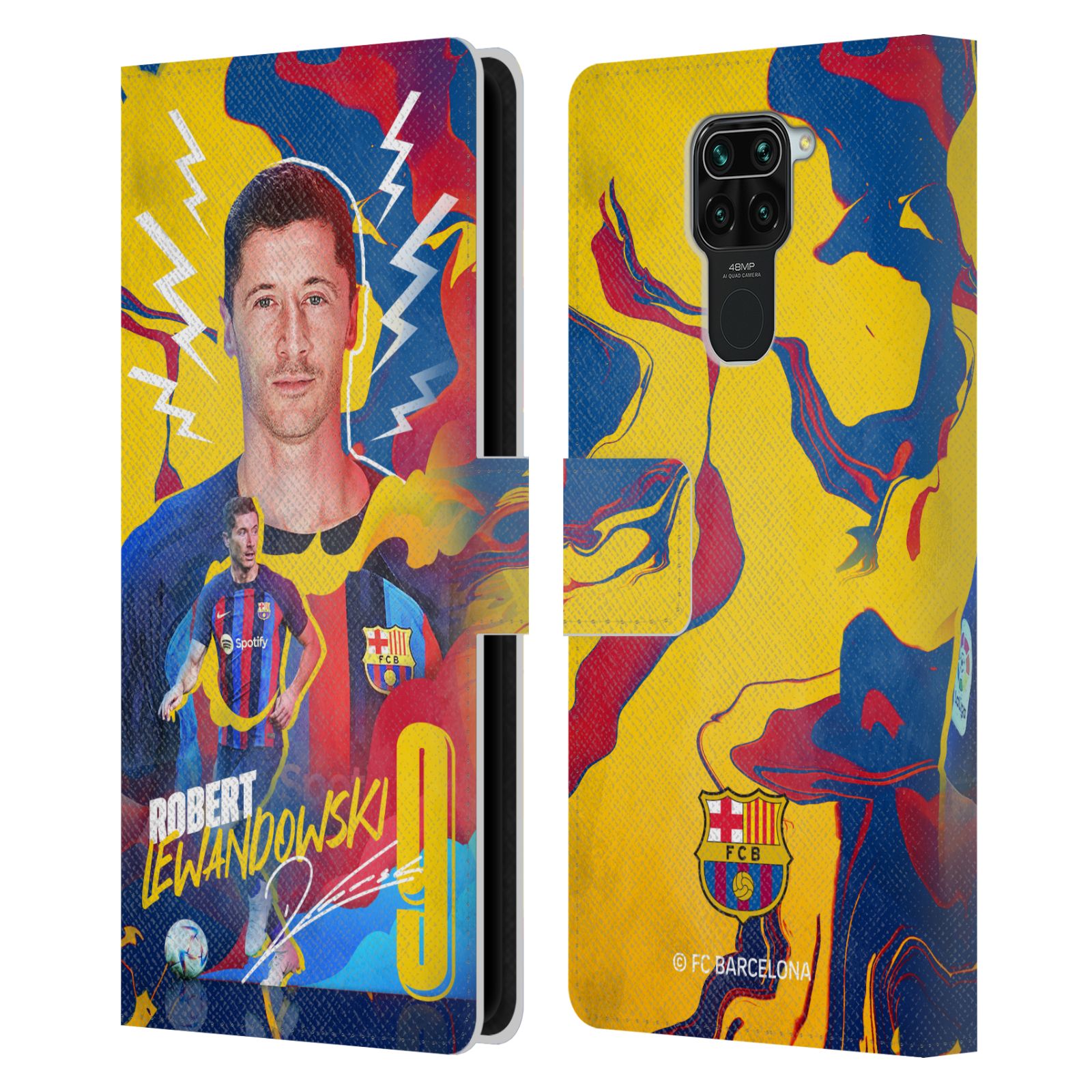 Pouzdro na mobil Xiaomi Redmi Note 9  - HEAD CASE - FC Barcelona - Hráč Robert Lewandowski