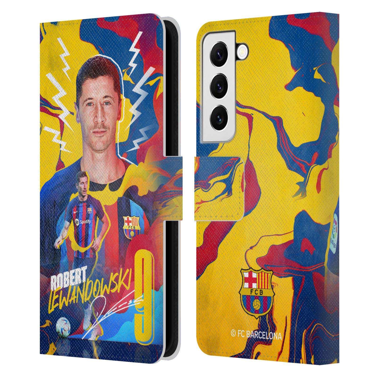 Pouzdro na mobil Samsung Galaxy S22 5G - HEAD CASE - FC Barcelona - Hráč Robert Lewandowski