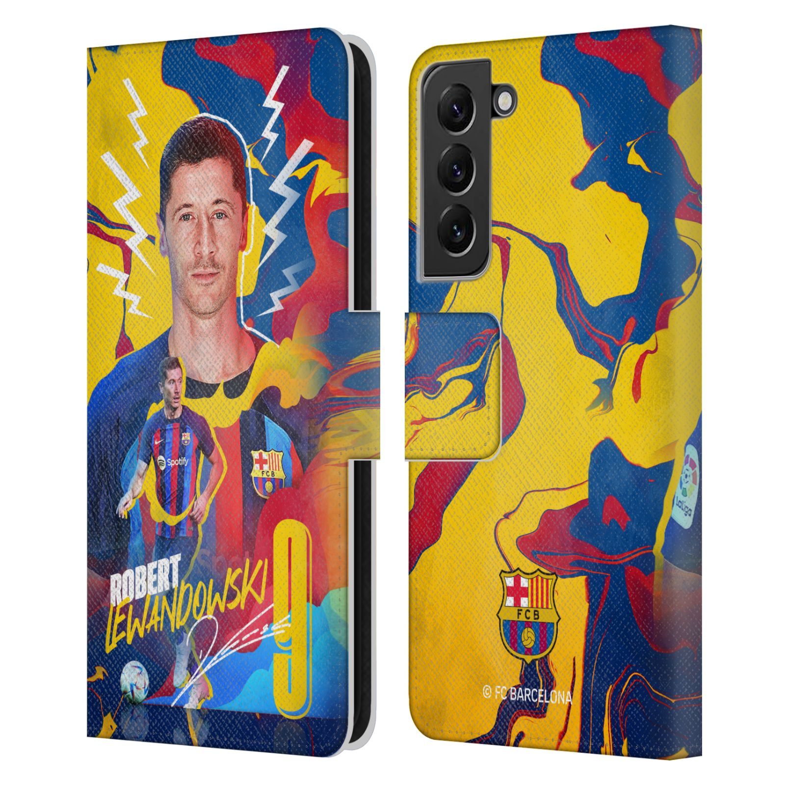 Pouzdro na mobil Samsung Galaxy S22+ 5G - HEAD CASE - FC Barcelona - Hráč Robert Lewandowski