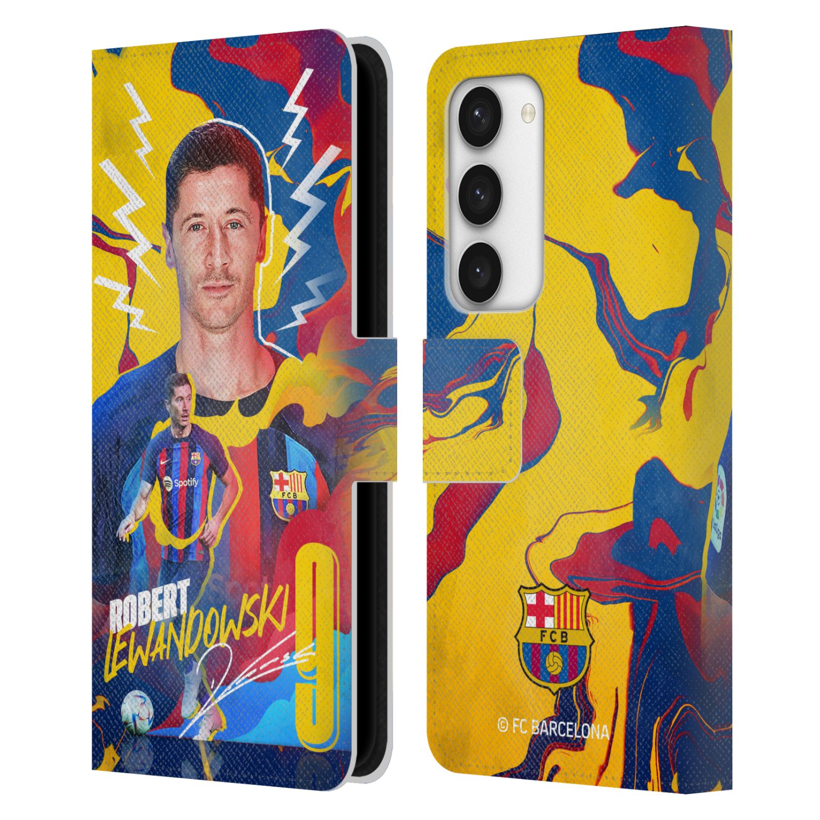 Pouzdro na mobil Samsung Galaxy S23 5G - HEAD CASE - FC Barcelona - Hráč Robert Lewandowski