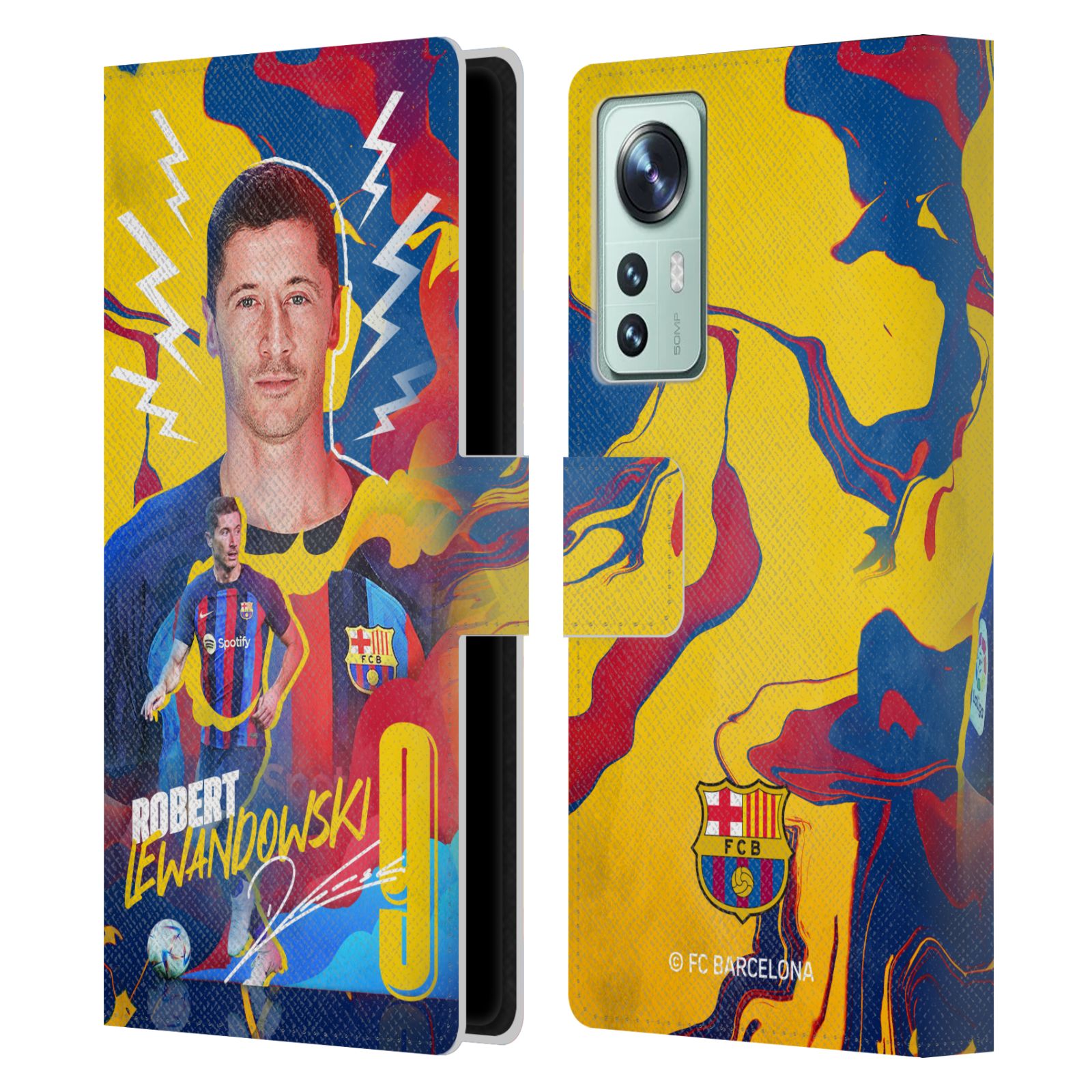 Pouzdro na mobil Xiaomi 12 - HEAD CASE - FC Barcelona - Hráč Robert Lewandowski