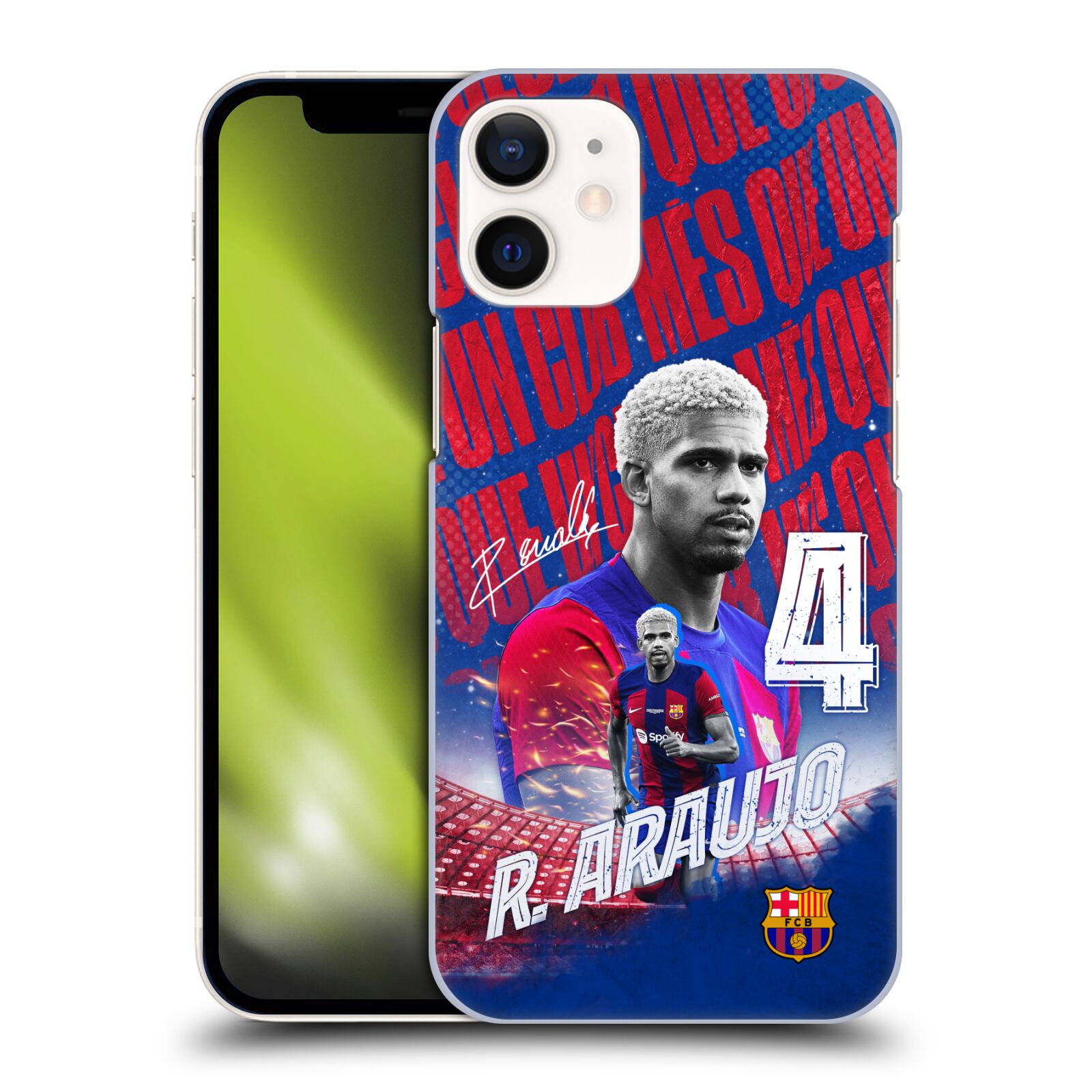Obal na mobil Apple Iphone 12 MINI - HEAD CASE - FC BARCELONA - Ronald Araújo