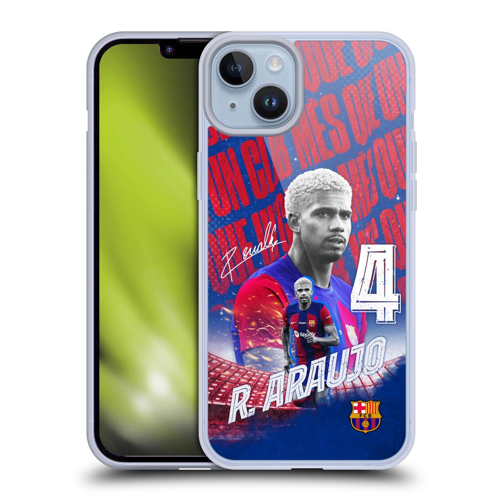 Obal na mobil Apple Iphone 14 PLUS - HEAD CASE - FC BARCELONA - Ronald Araújo