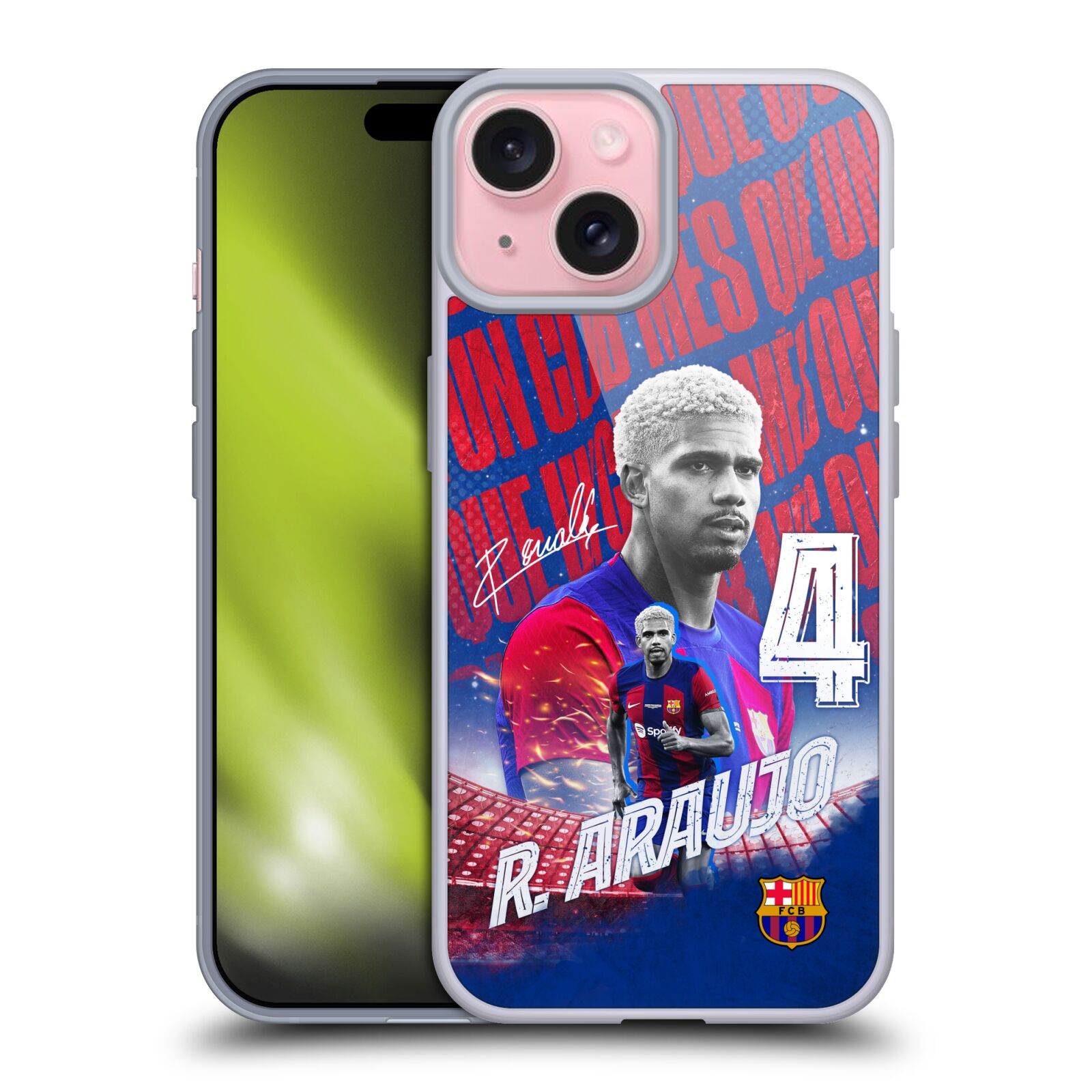 Obal na mobil Apple Iphone 15 - HEAD CASE - FC BARCELONA - Ronald Araújo