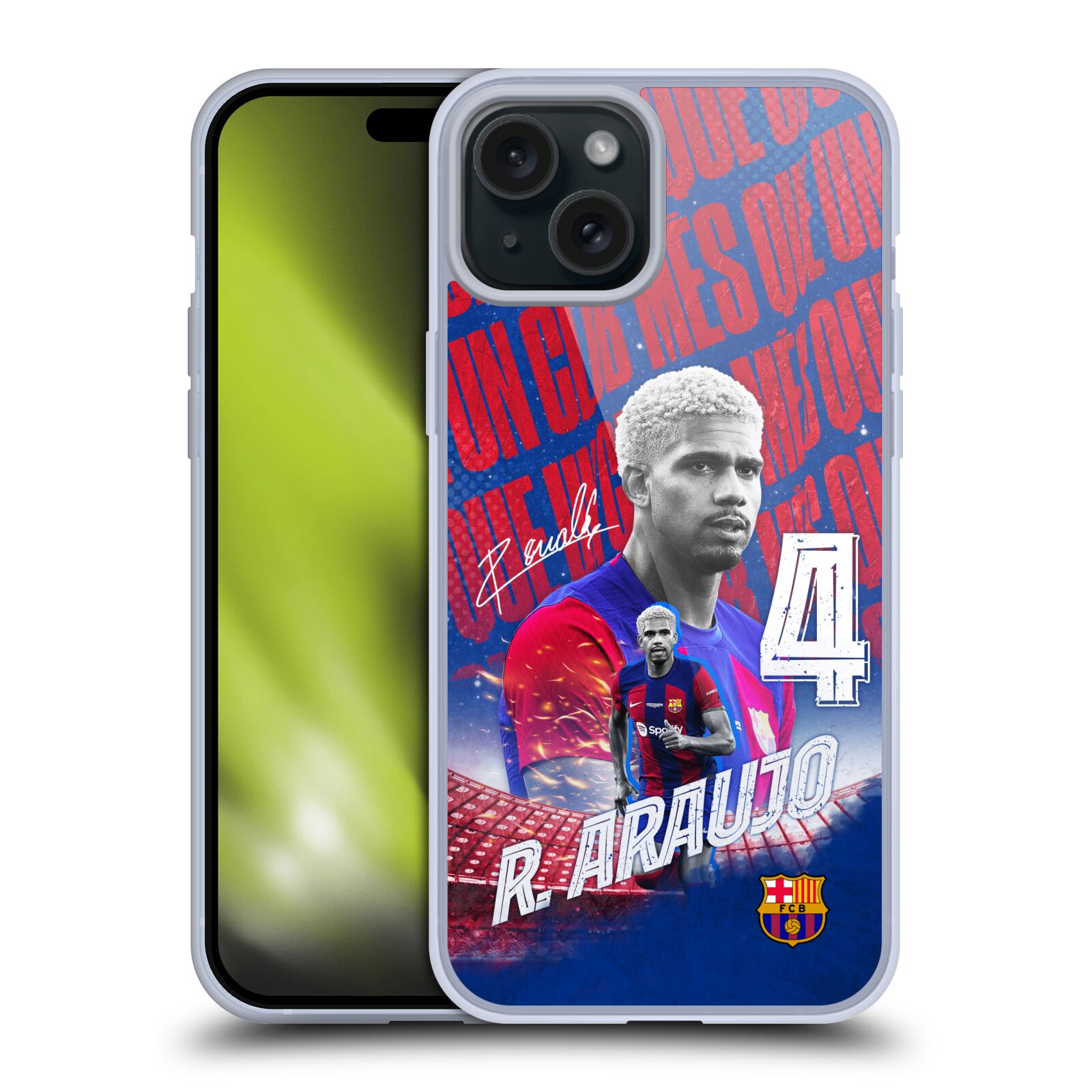 Obal na mobil Apple Iphone 15 PLUS - HEAD CASE - FC BARCELONA - Ronald Araújo