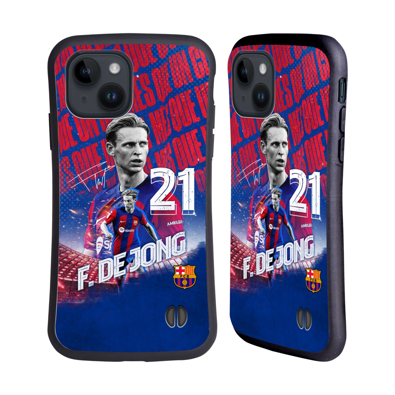 Odolný zadní obal pro mobil Apple iPhone 15 - HEAD CASE - FC Barcelona - Frenkie de Jong